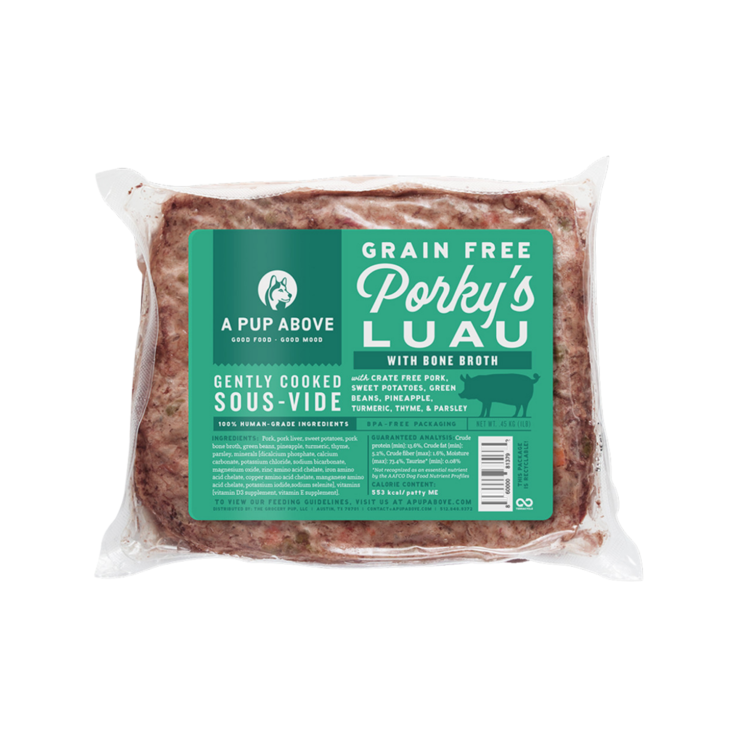 A Pup Above Porky's Luau Gently Cooked Dog Food