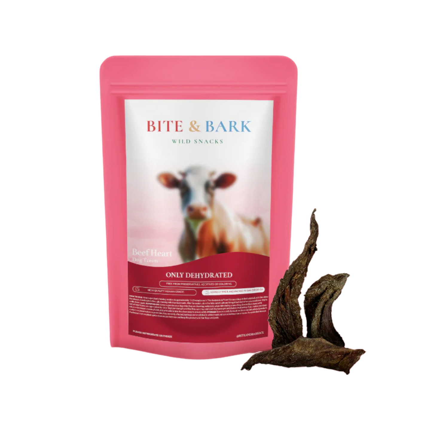 Bite & Bark Wild Snacks Beef Heart for Dogs & Cats