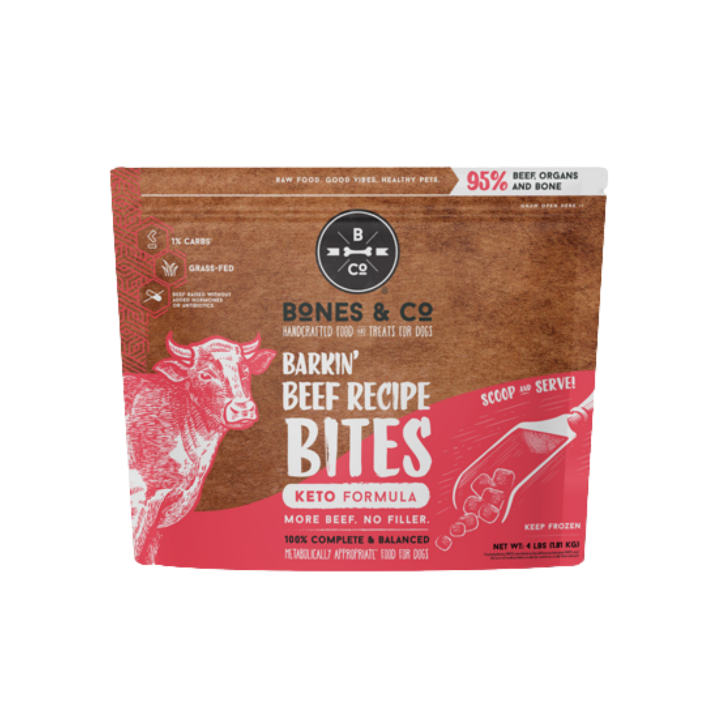 Bones & Co. Barkin' Beef Recipe Frozen Raw Dog Food