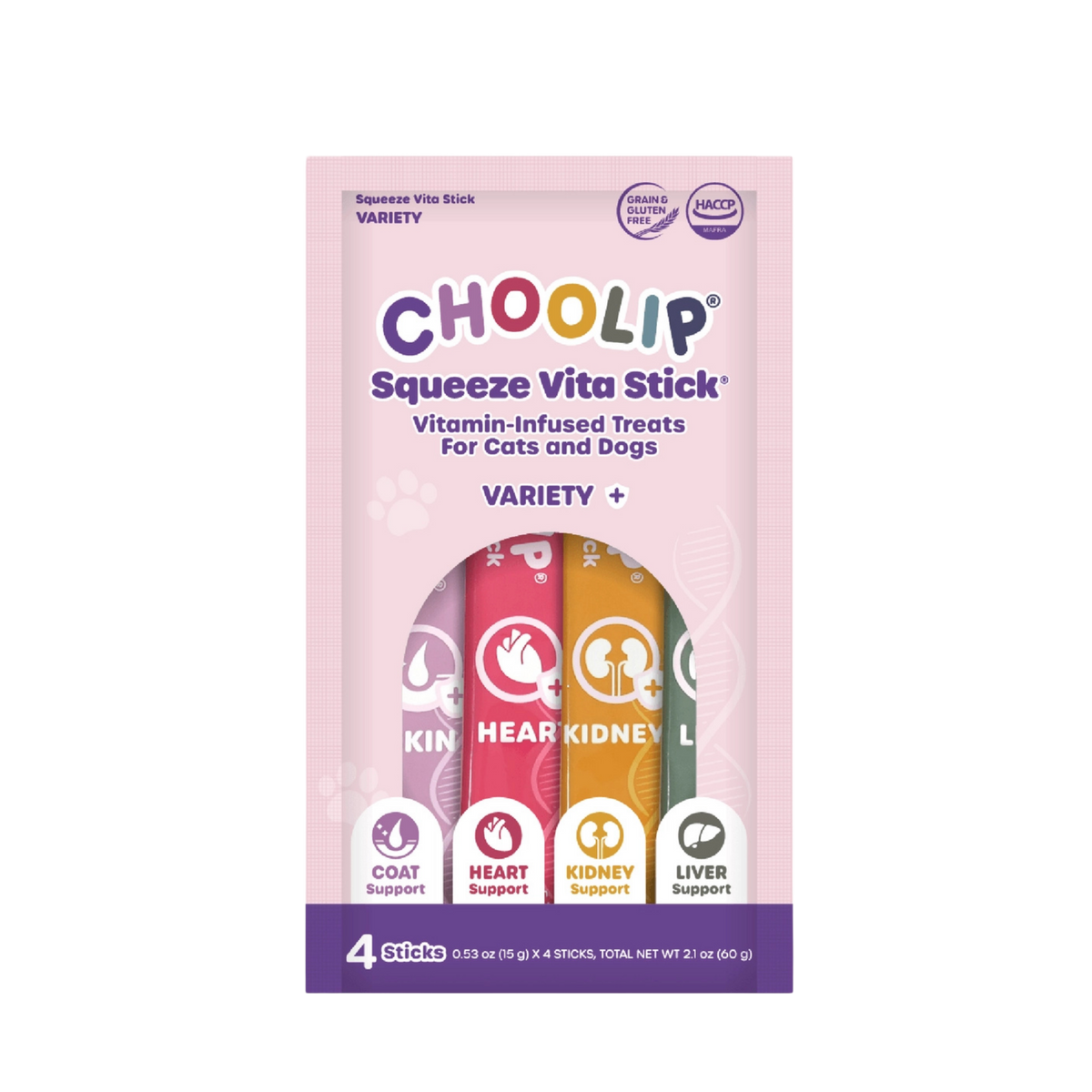 Choolip Squeeze Vita Stick Variety+ Lickable Treat for Dogs & Cats, 2.1oz