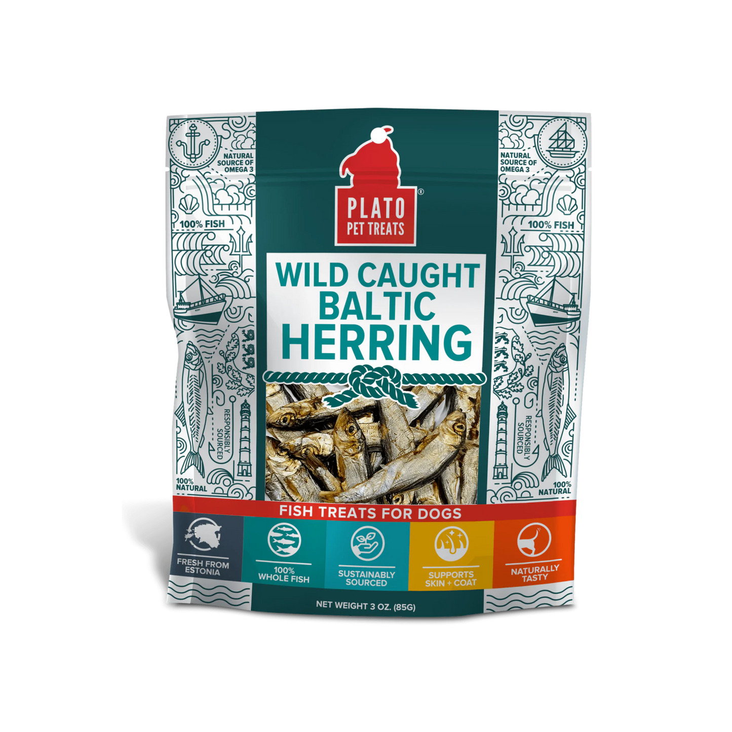 Plato Wild Caught Baltic Herring Dog Treats