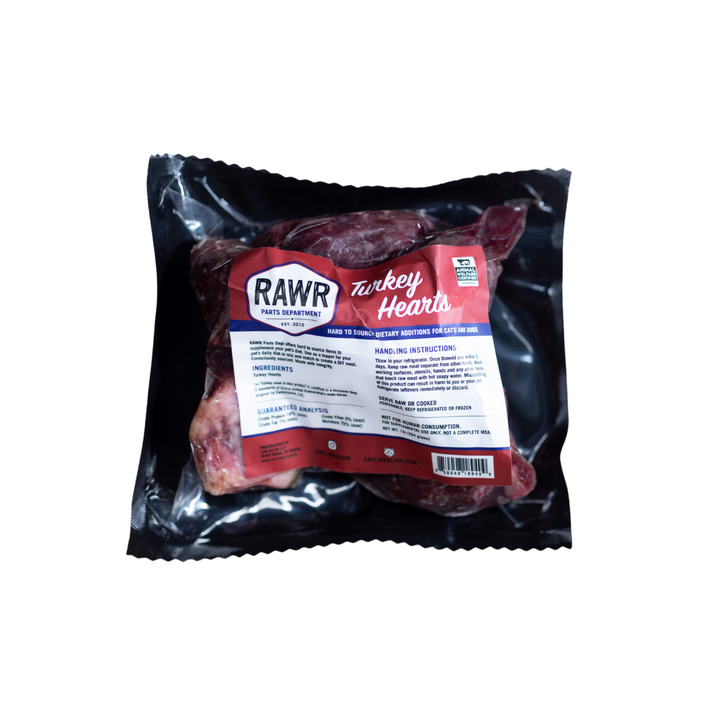 Rawr Frozen Raw Turkey Hearts for Dogs & Cats