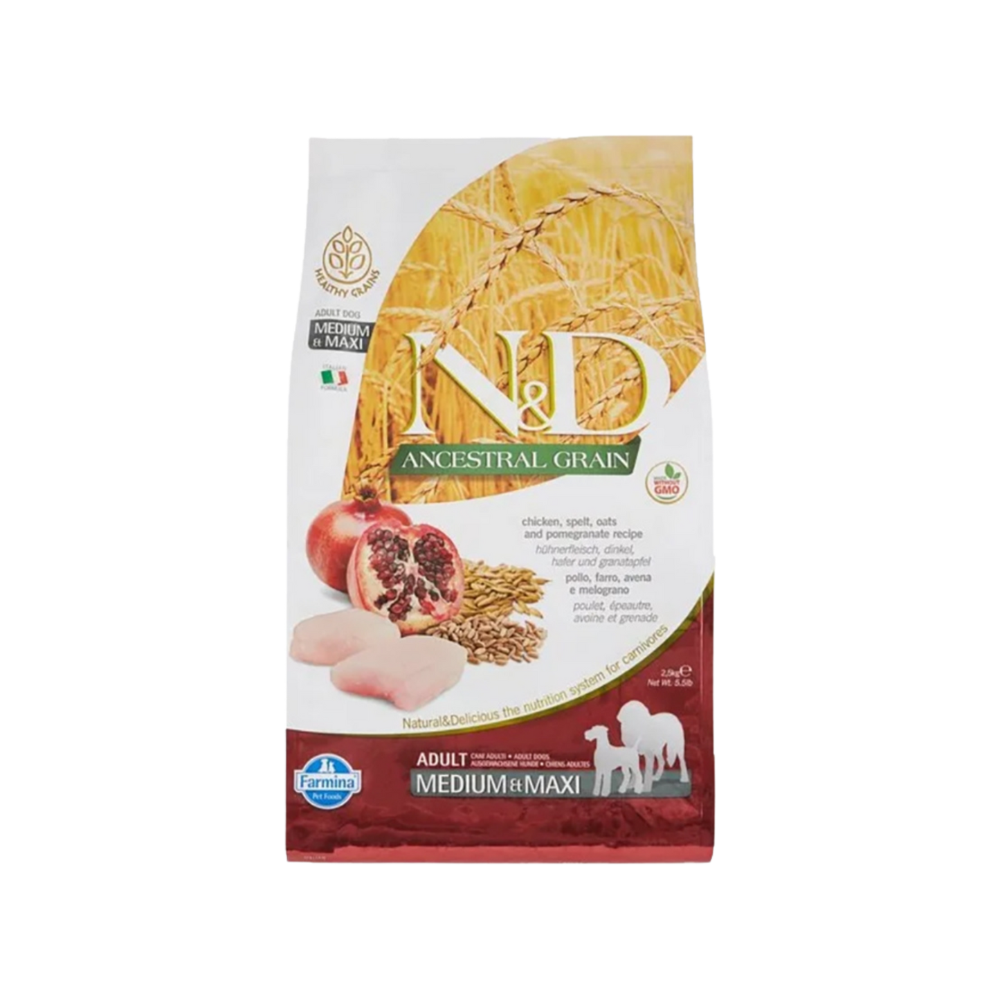Farmina Dog N&D Ancestral Grain Medium & Maxi Dog Chicken & Pomegranate Recipe