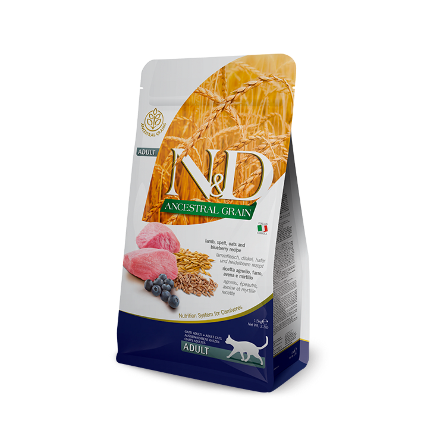 Farmina N&D Ancestral Grain Lamb & Blueberry Adult Dry Cat Food