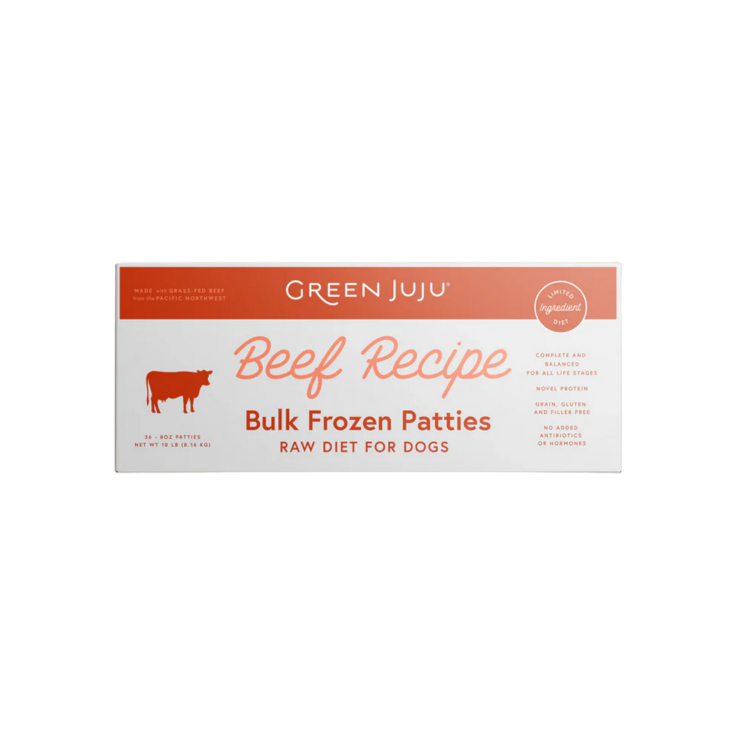 Green Juju Beef Recipe Frozen Patties & Sliders for Dogs