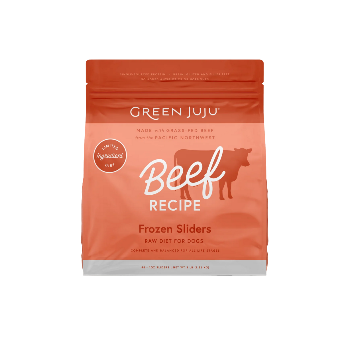 Green Juju Beef Recipe Frozen Patties & Sliders for Dogs