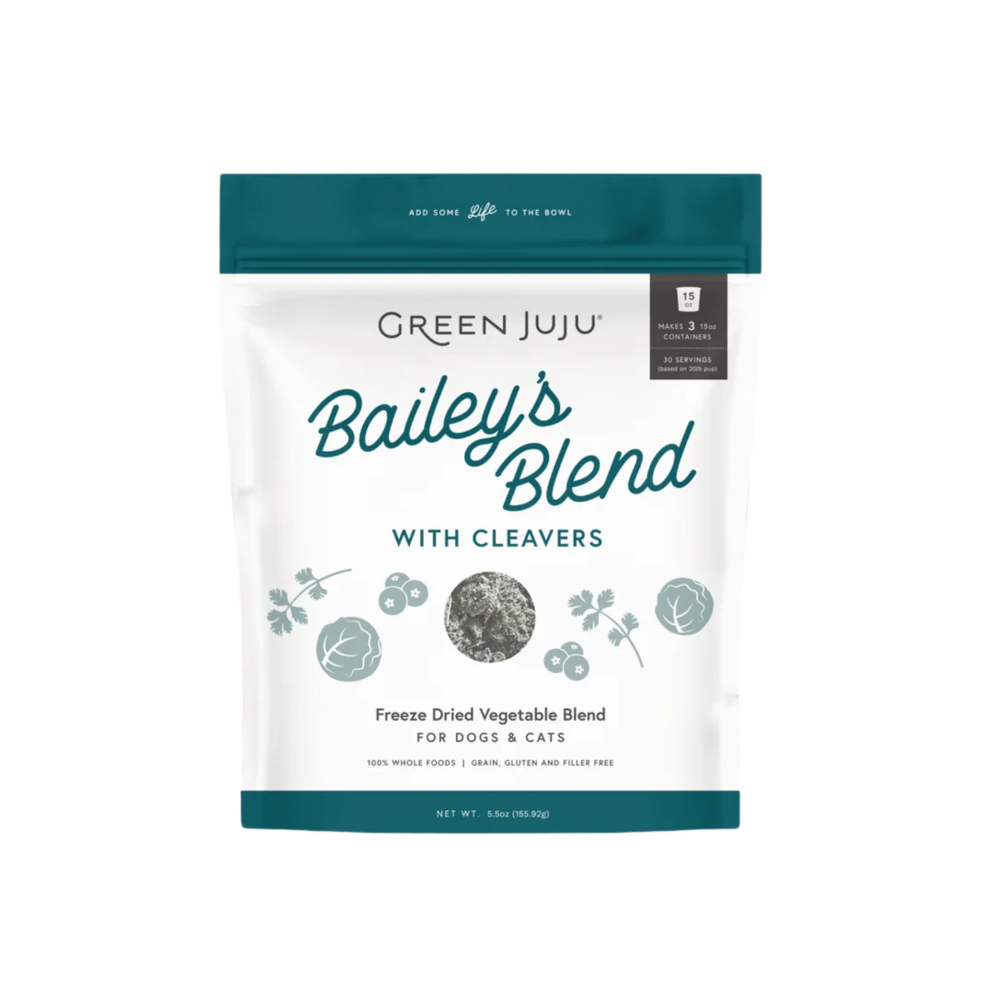 Green Juju Freeze-Dried Bailey's Blend with Cleavers for Dogs & Cats