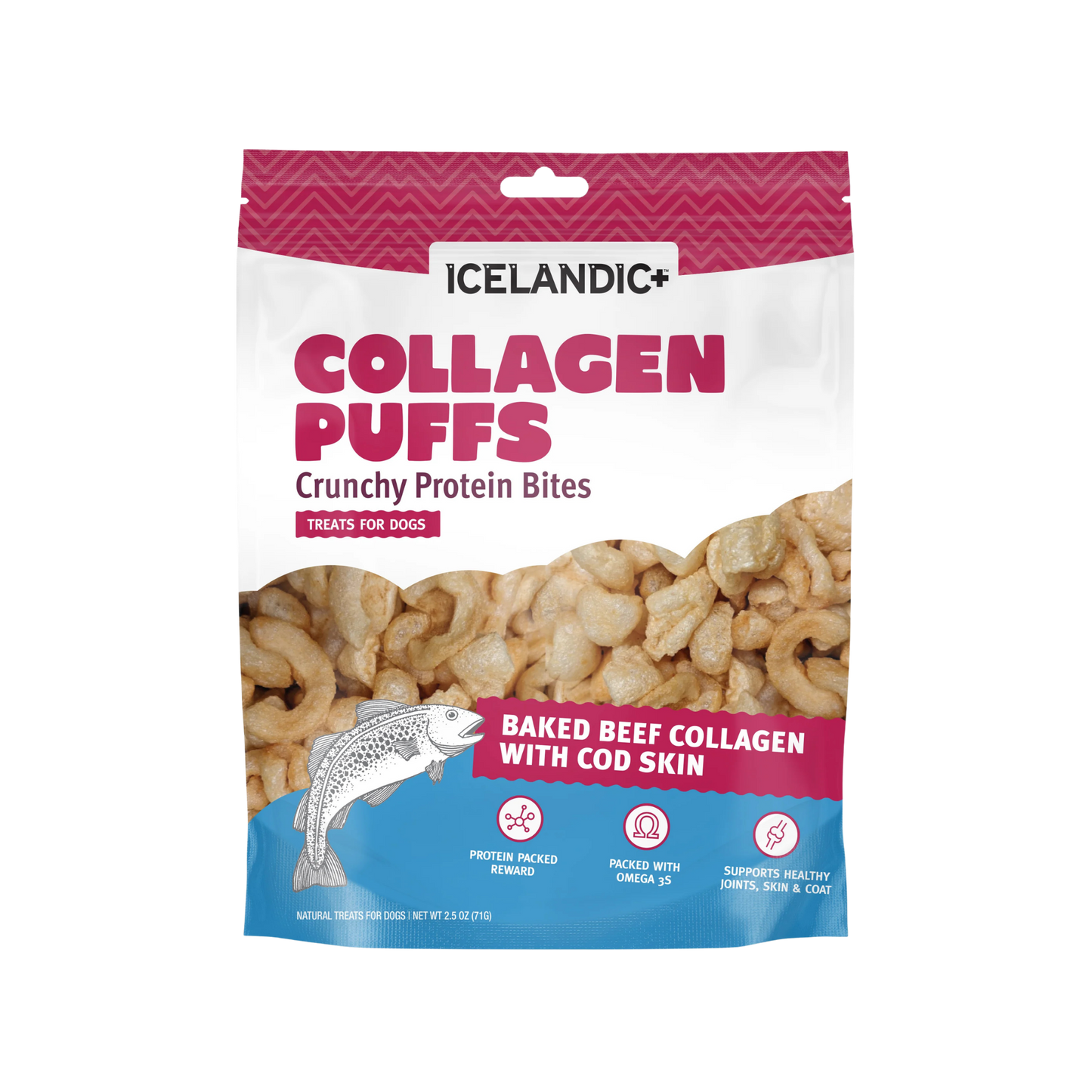 Icelandic+ Beef Collagen Puffs with Cod Skin Treats for Dogs