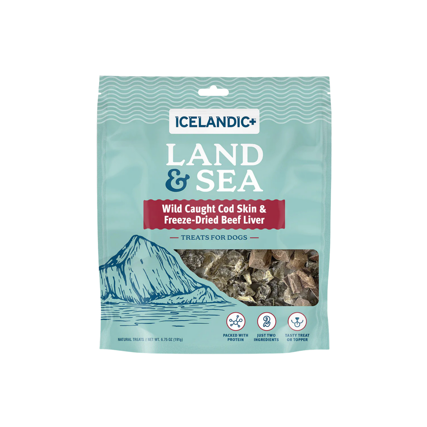 Icelandic+ Land & Sea Cod Skin & Freeze-Dried Beef Liver Treats for Dogs