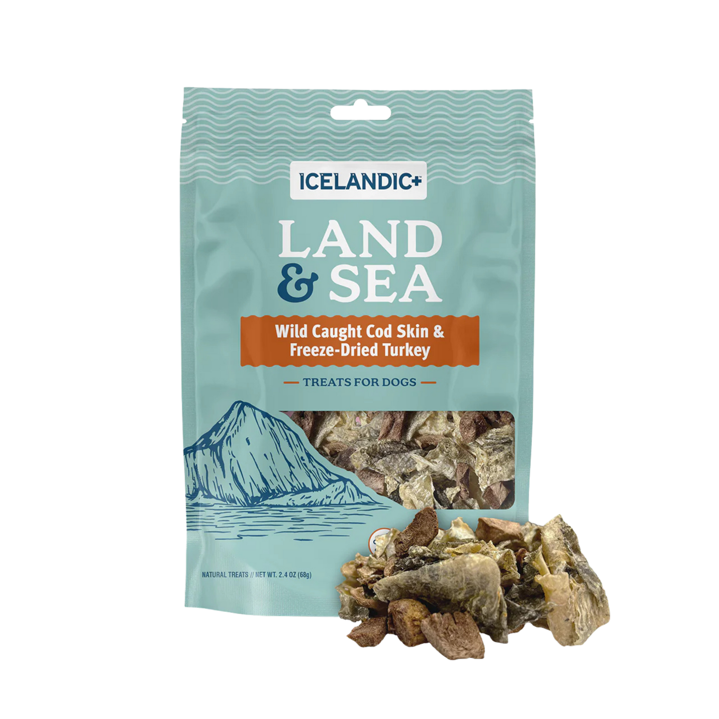 Icelandic+ Land & Sea Cod Skin & Freeze-Dried Turkey Treats for Dogs