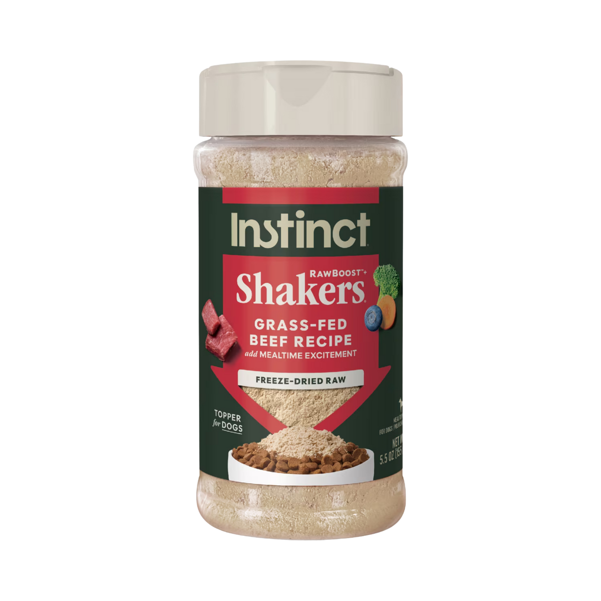 Instinct RawBoost+ Shakers Grass-Fed Beef Recipe for Dogs, 5.5oz