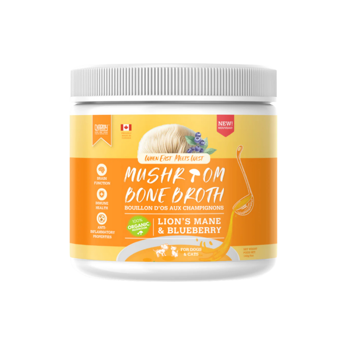Lion's Mane & Blueberry Mushroom Bone Broth for Dogs & Cats