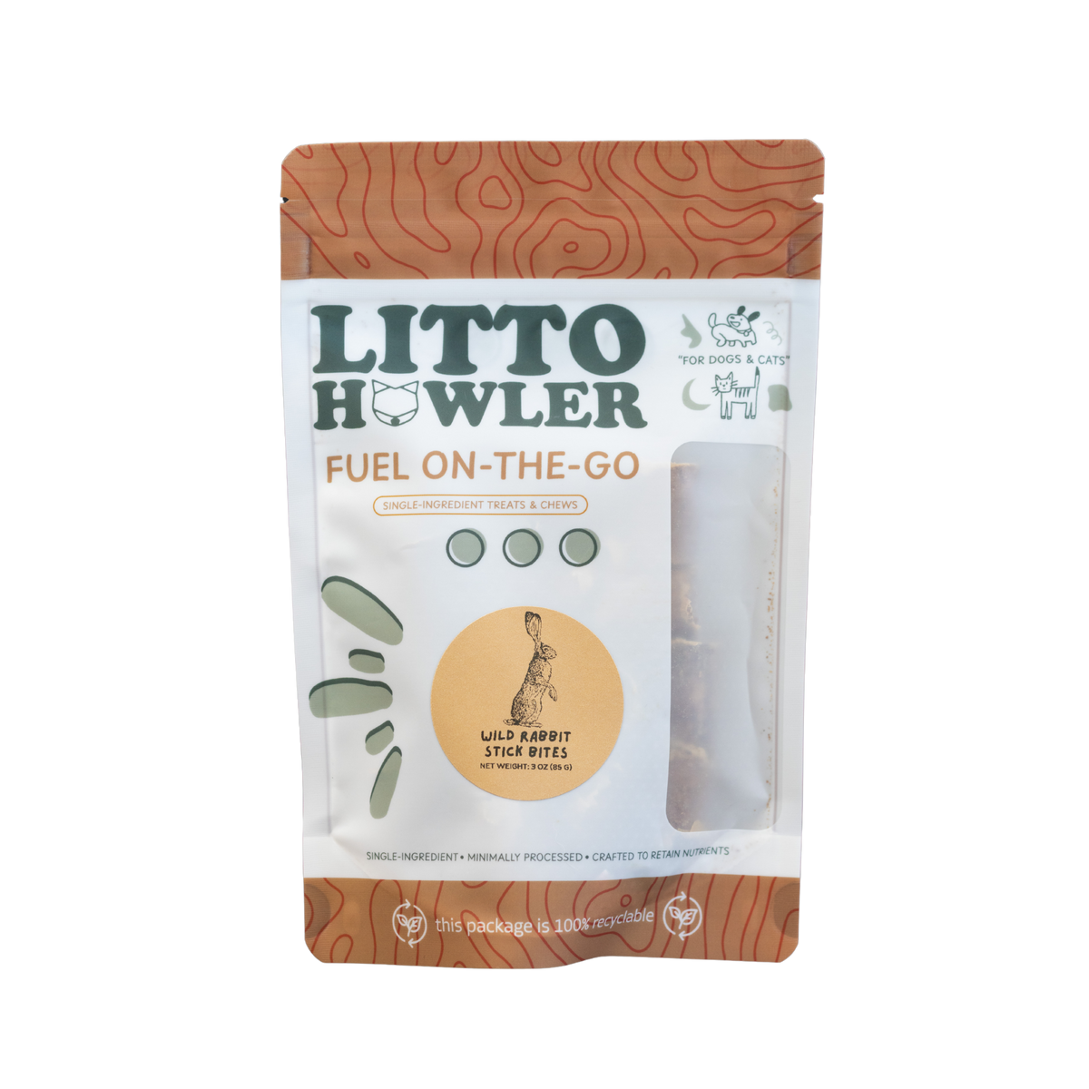 Litto Howler Dehydrated Wild Rabbit Bites, 3oz