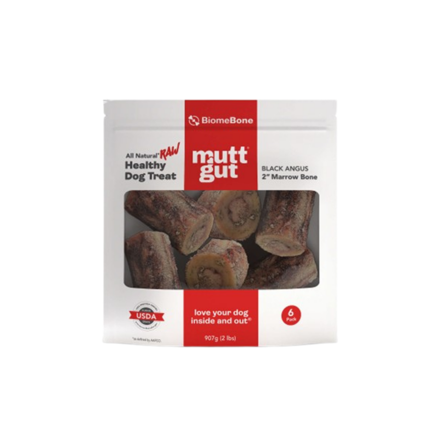 MuttGut Frozen Black Angus 2" Marrow Bones