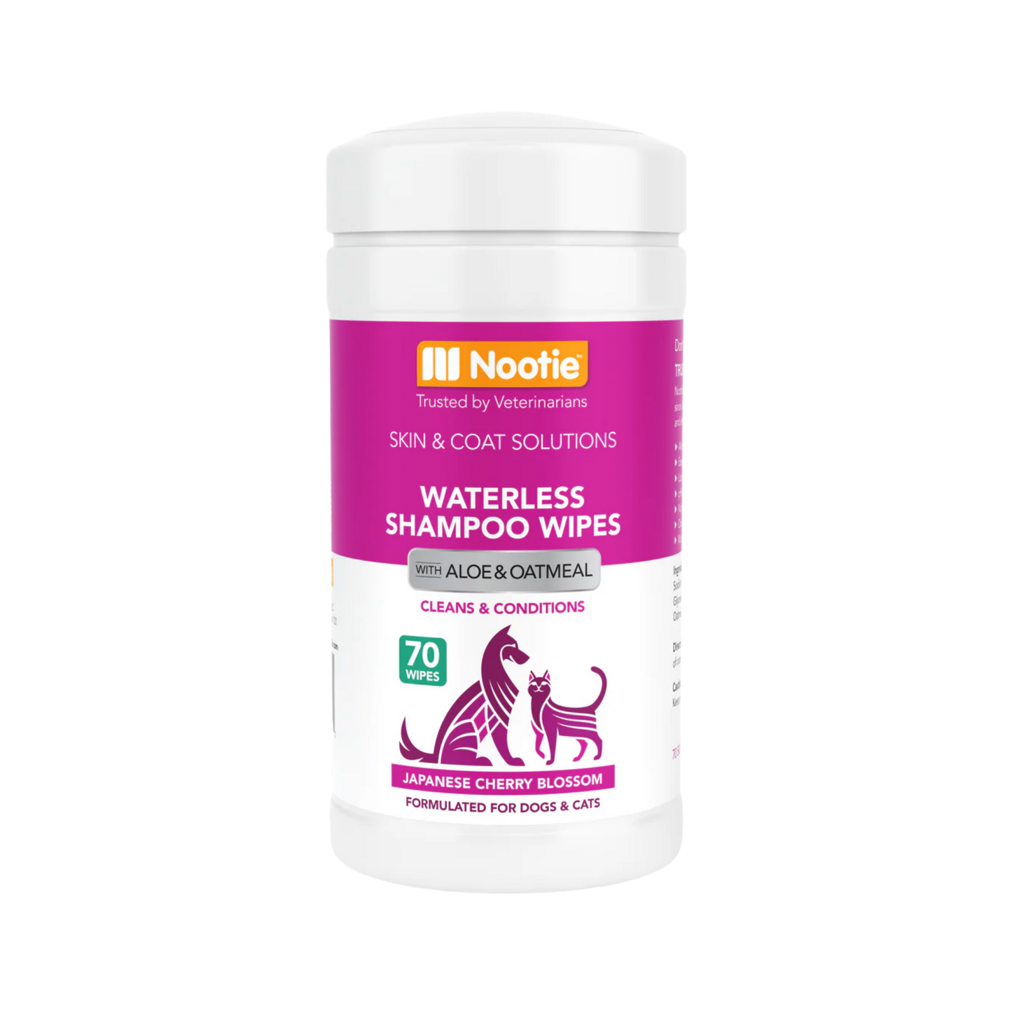 Nootie Waterless Shampoo Wipes with Aloe and Oatmeal Japanese Cherry Blossom
