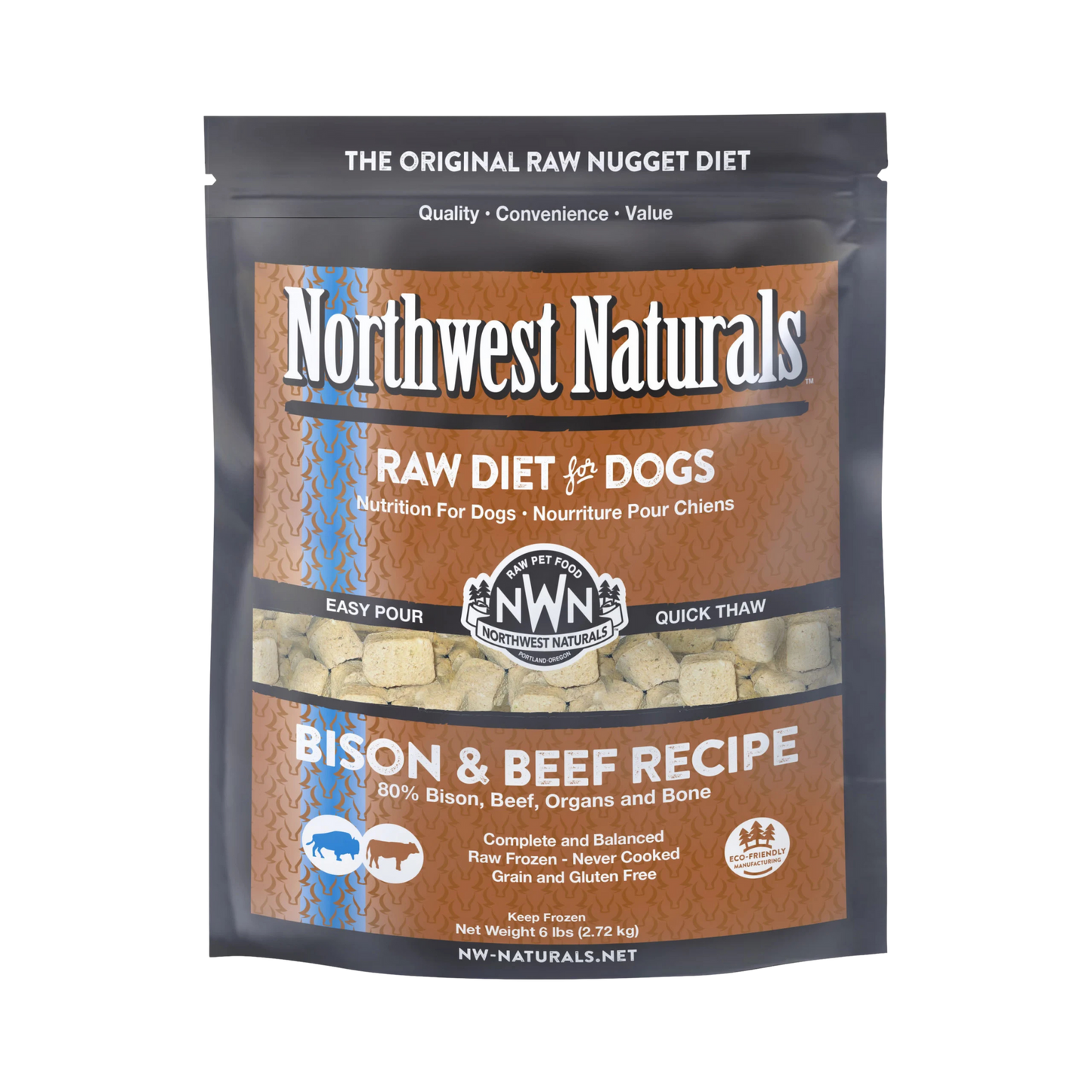 Northwest Naturals Raw Bison & Beef Recipe Frozen Nuggets for Dogs