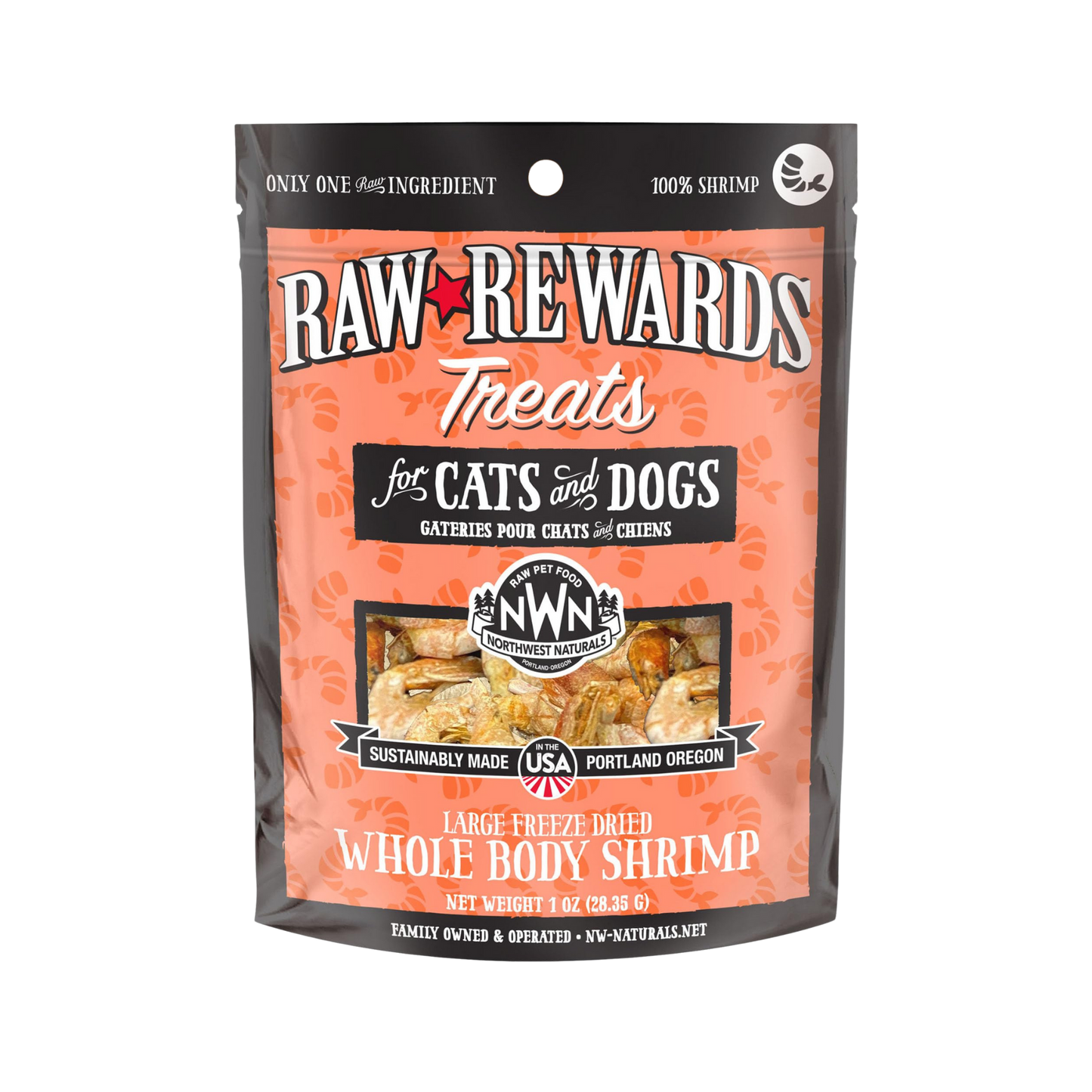 Northwest Naturals Raw Rewards Freeze Dried Shrimp for Dogs & Cats