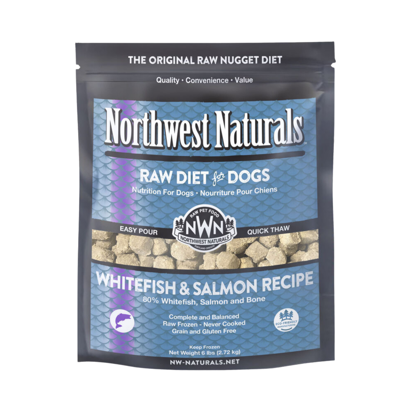Northwest Naturals Raw Whitefish & Salmon Recipe Frozen Nuggets for Dogs