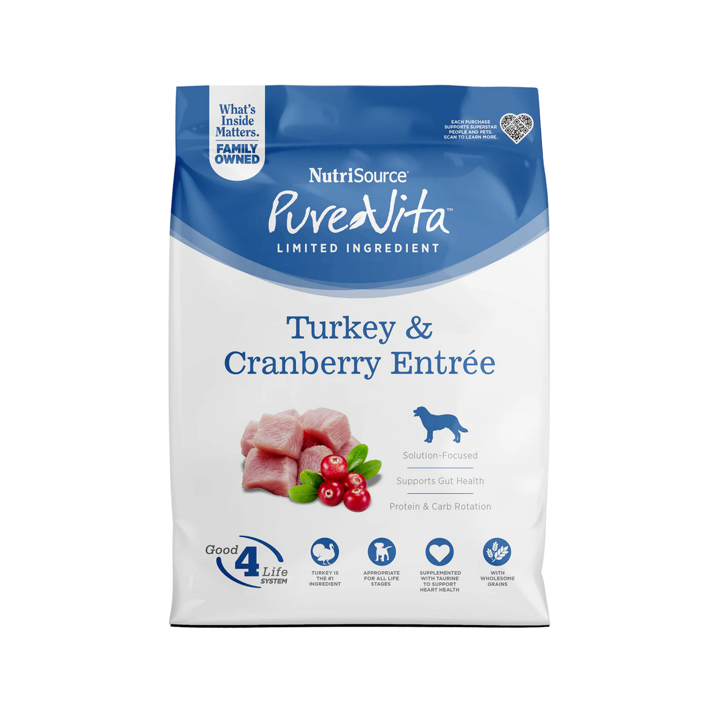NutriSource PureVita Turkey & Cranberry Entrée Dry Dog Food
