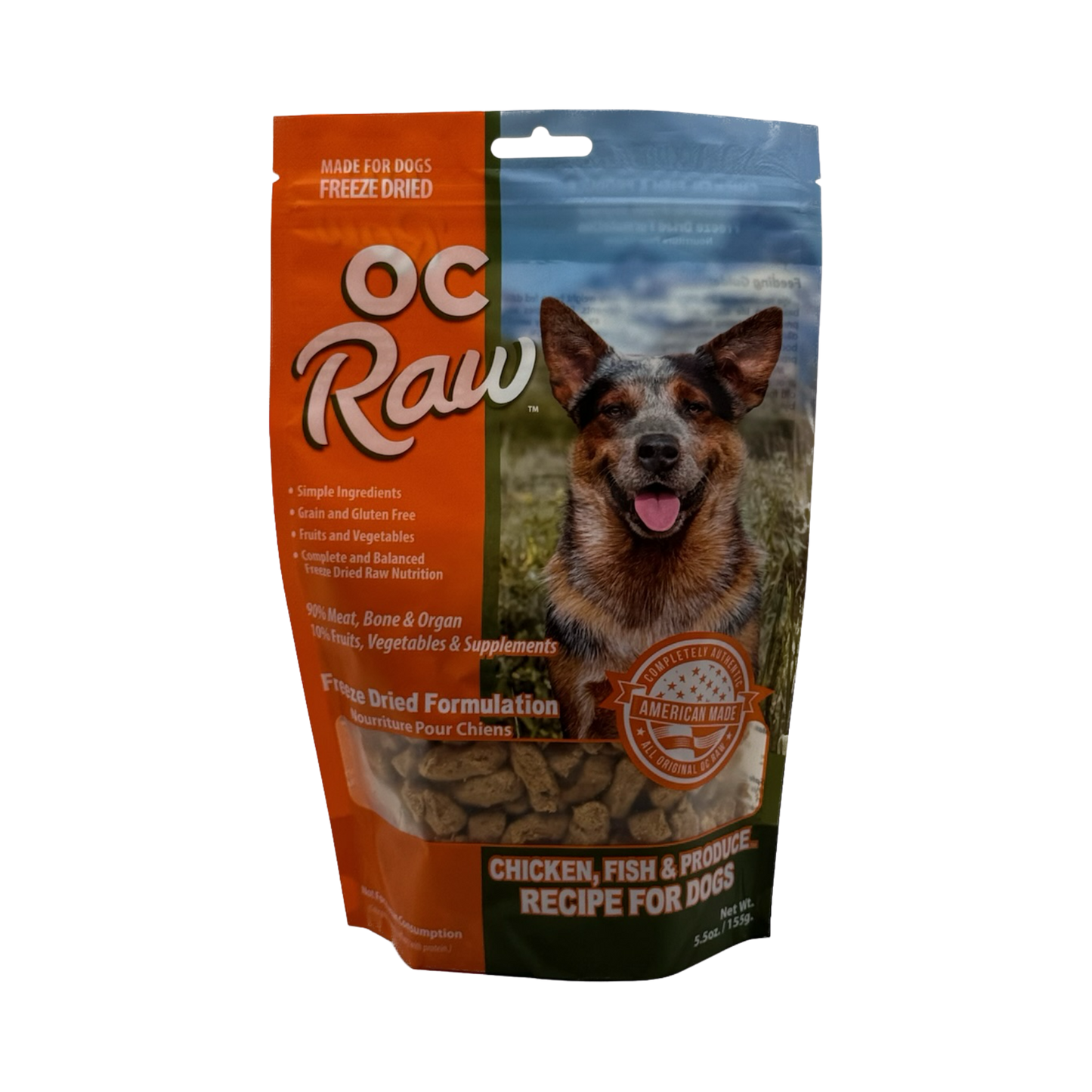 OC Raw Freeze-Dried Chicken, Fish, & Produce