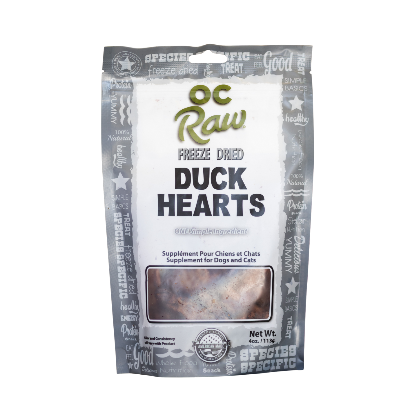 OC Raw Freeze-Dried Duck Hearts Dog & Cat Treats