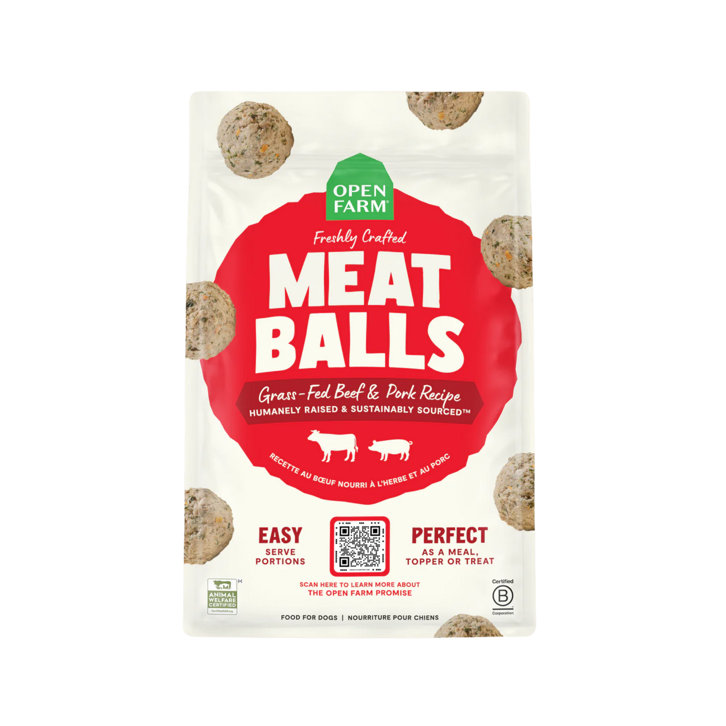 Open Farm Grass‑Fed Beef & Pork Freshly Crafted Meatballs for Dog