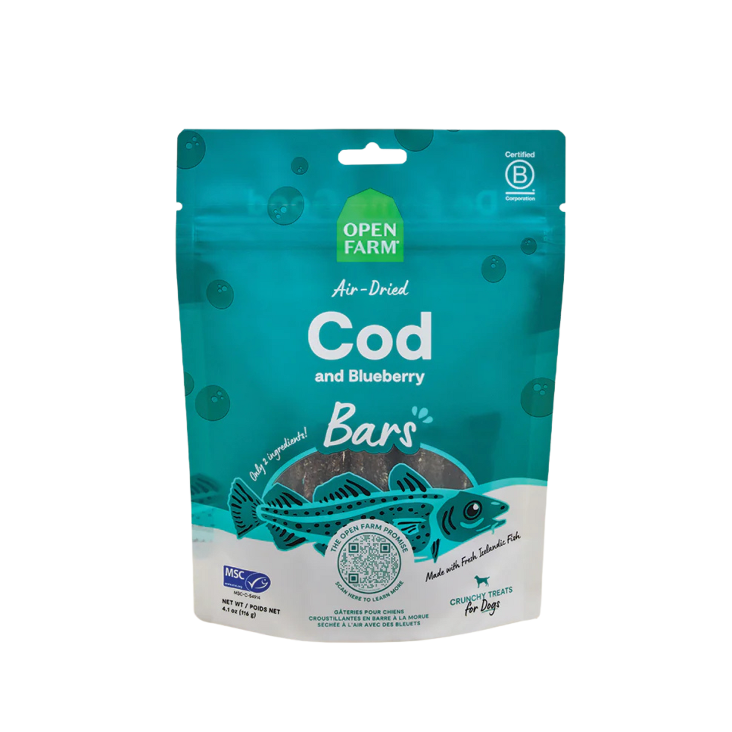 Open Farm Icelandic Air-Dried Cod & Blueberry Dog Treat Bars