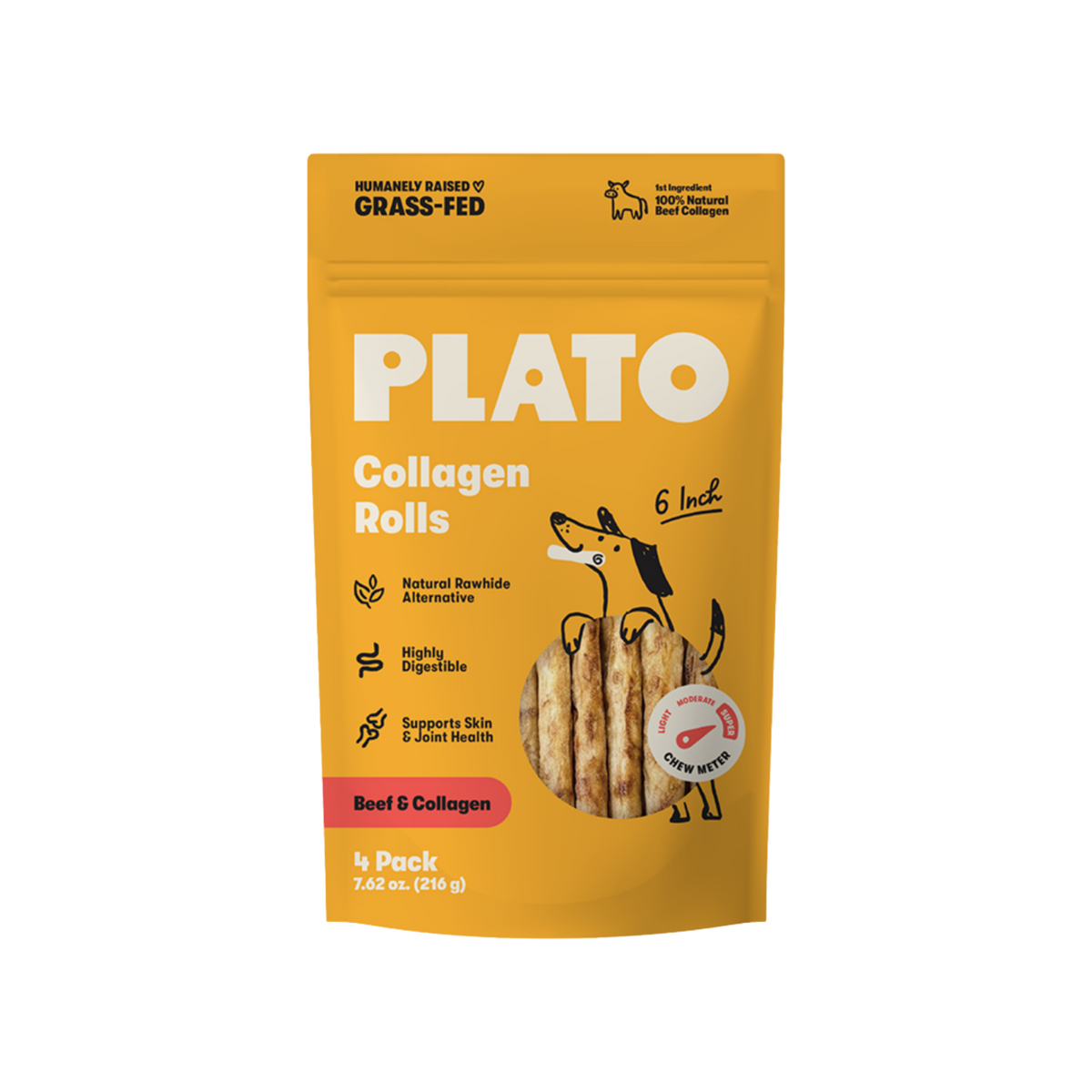 Plato 6" Collagen Rolls, 4pck