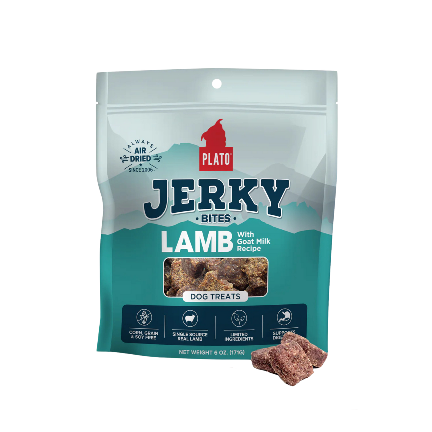Plato Lamb with Goat Milk Jerky Bites Dog Treats
