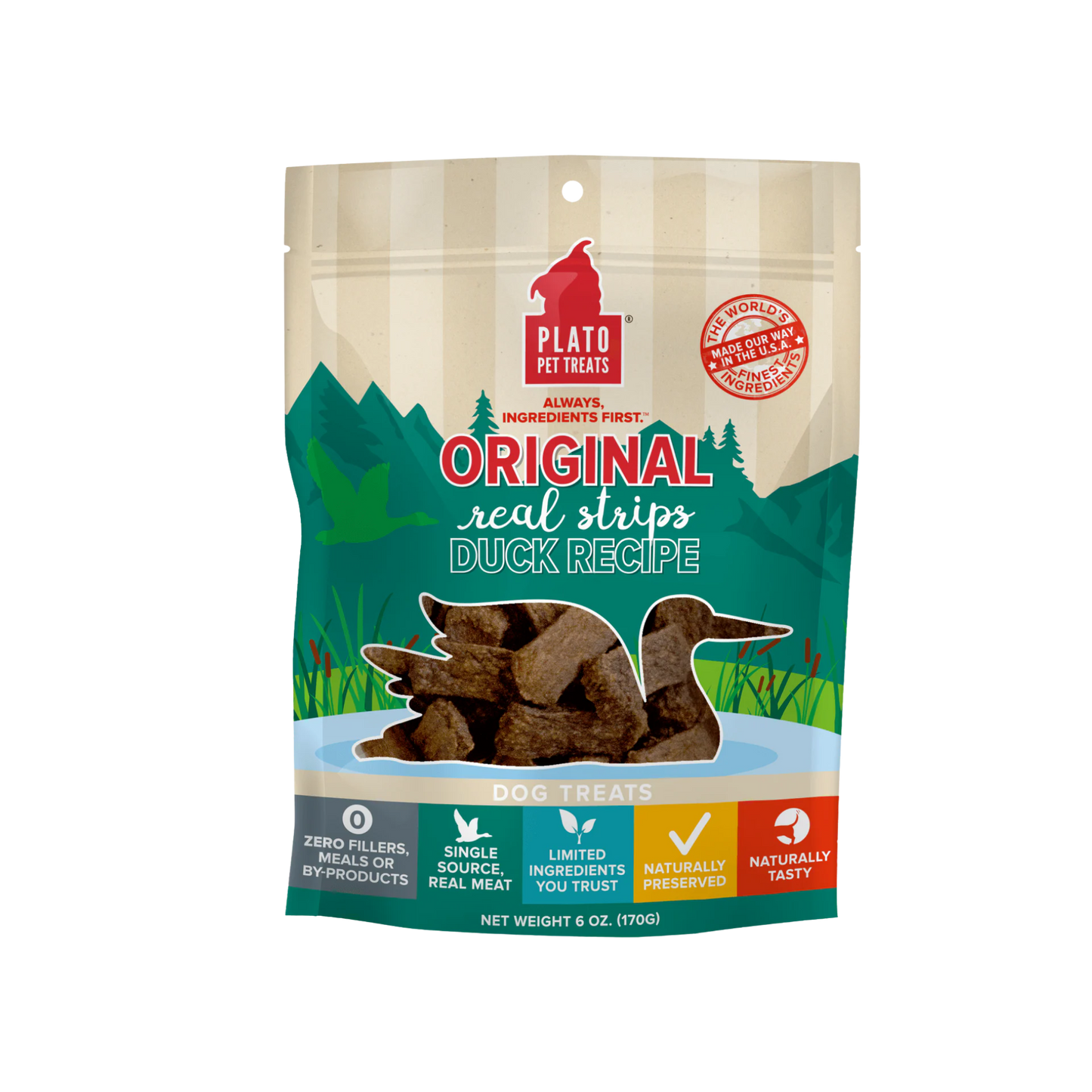 Plato Original Real Strips Duck Dog Treats