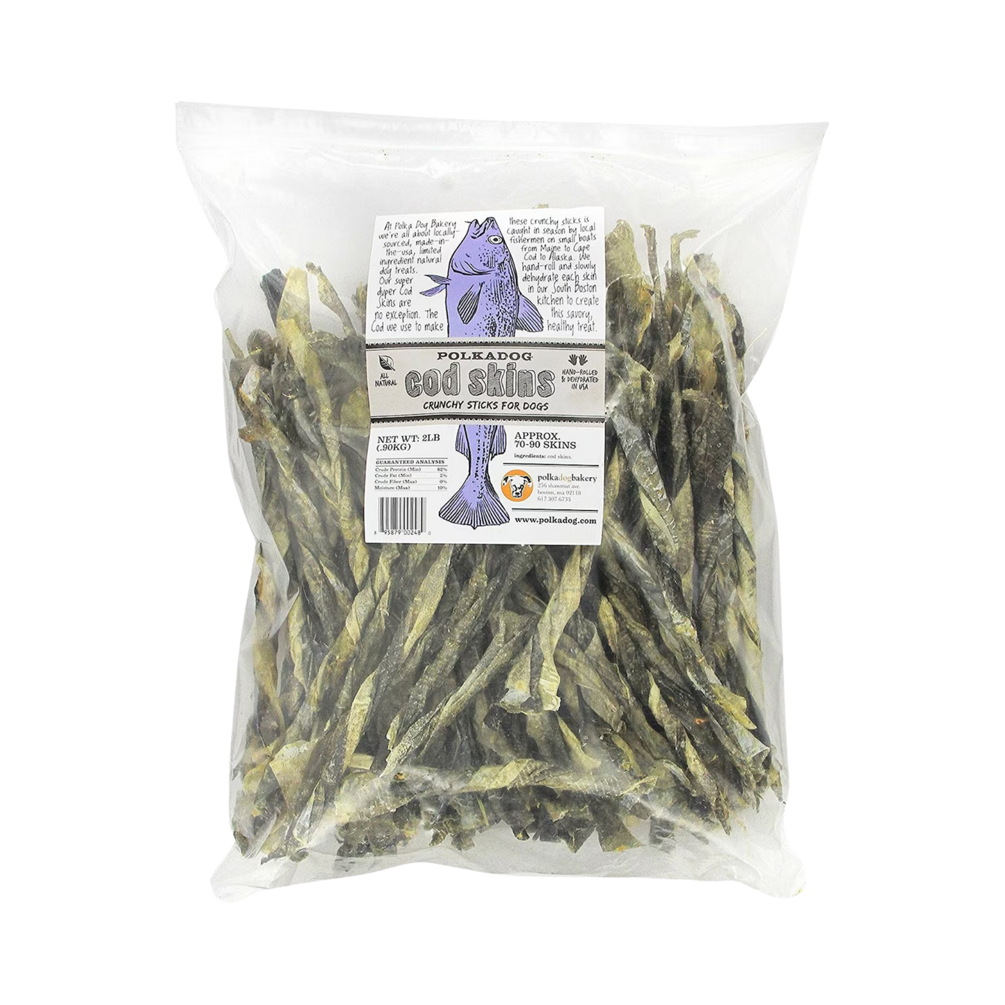 Polkadog Cod Skins Dehydrated Dog & Cat Treats, 2lb