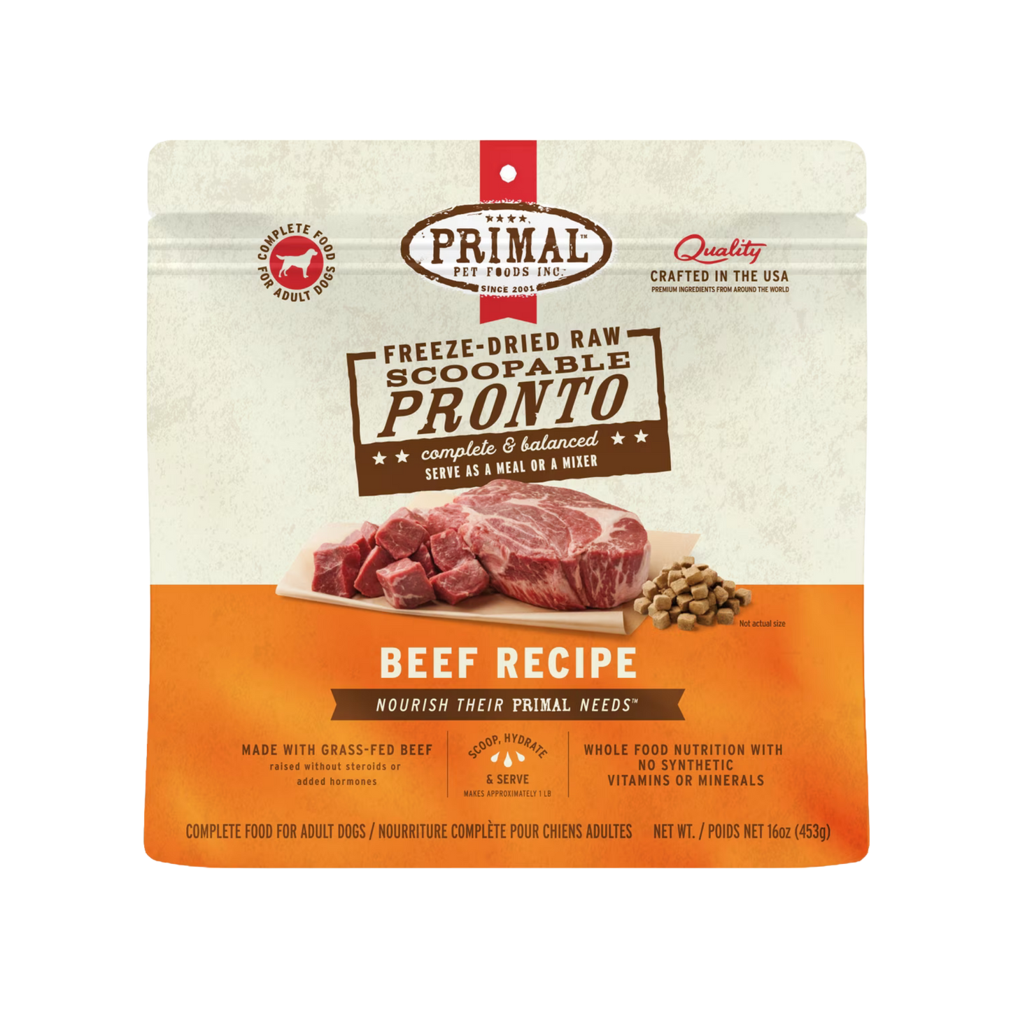 Primal Freeze-Dried Raw Scoopable Pronto Beef Recipe Dog Food