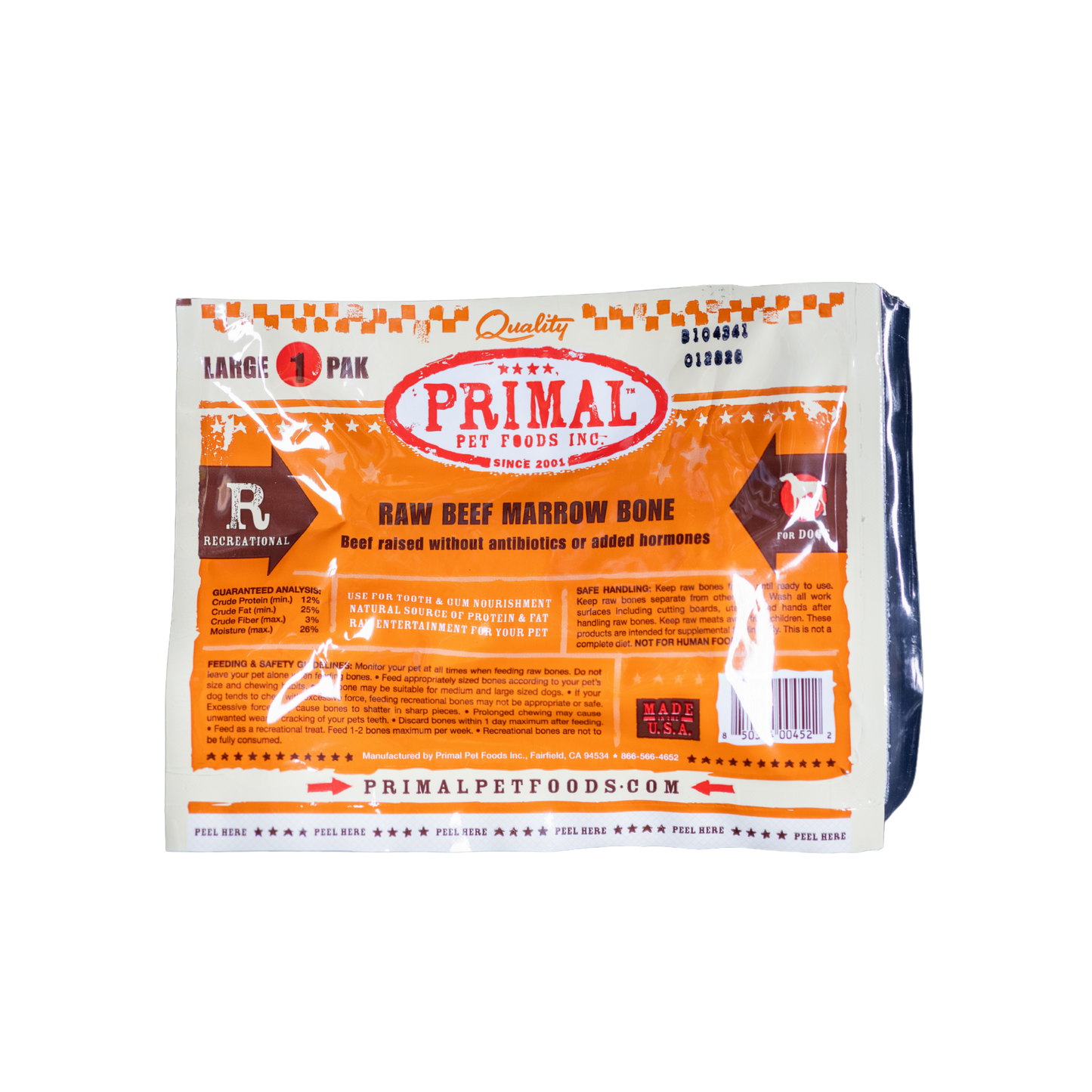 Primal Raw Beef Marrow Bone Large 1 Pak