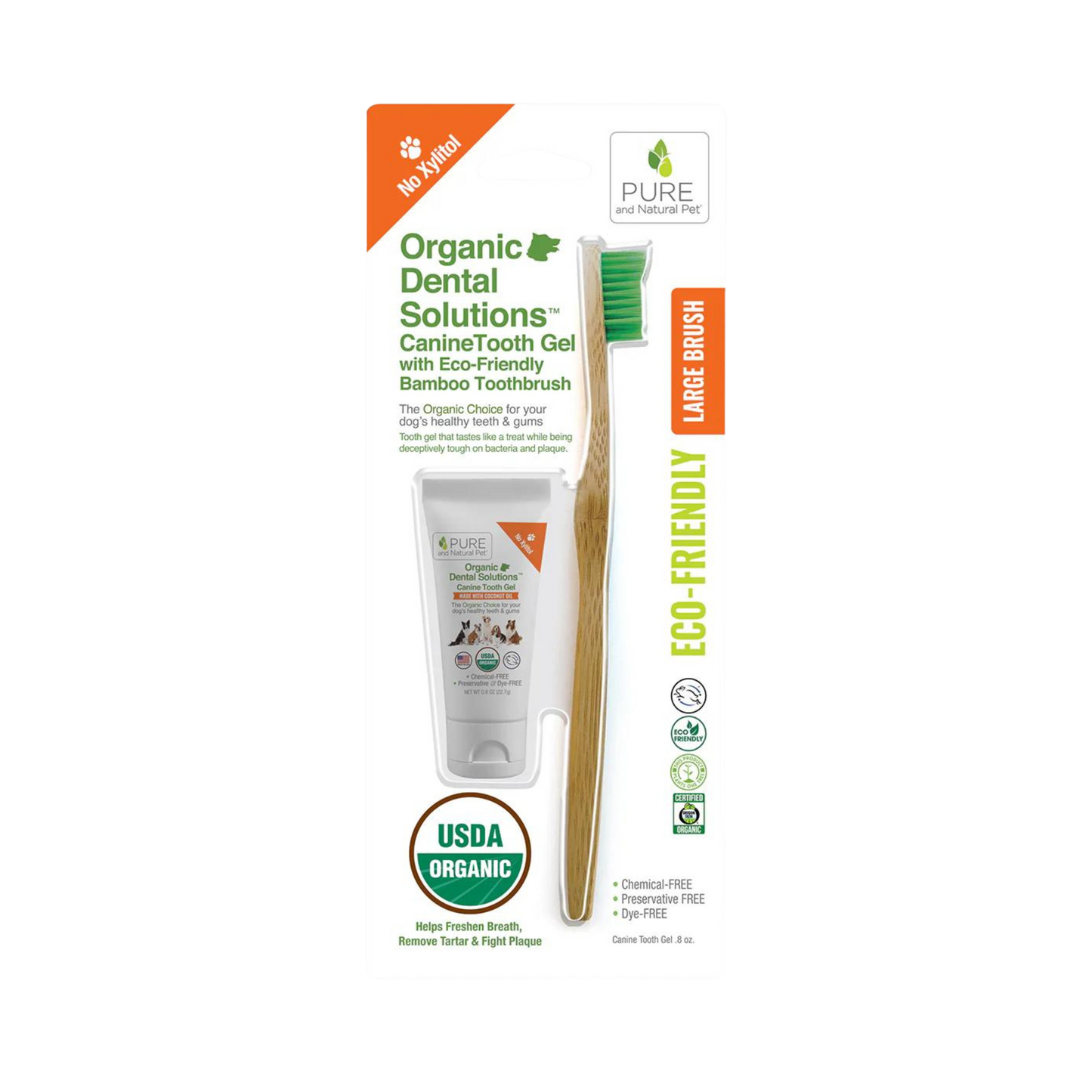 Pure and Natural Tooth Gel and Bamboo Toothbrush for Large Dogs - Pups & Cubs Premium Pet Food