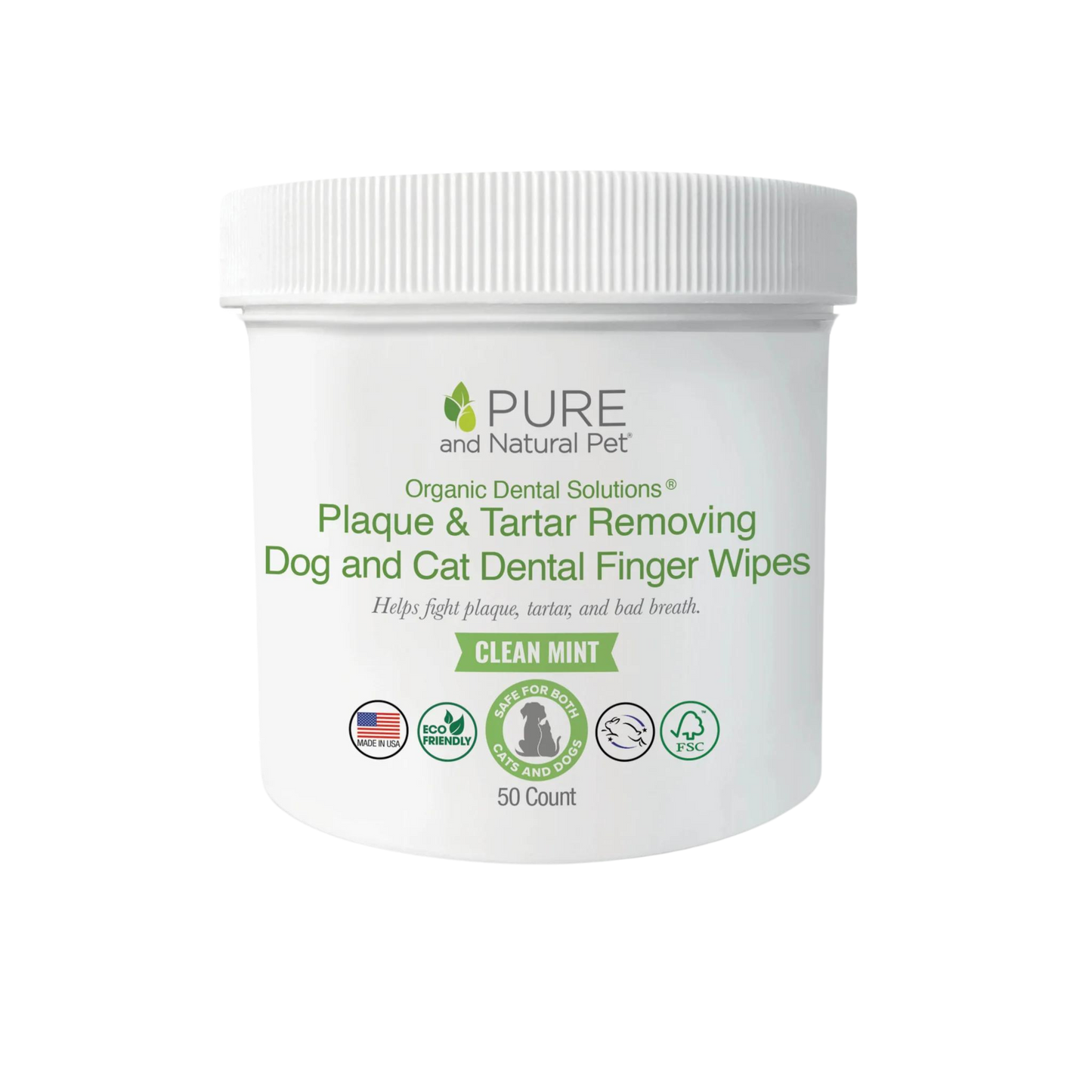 Pure and Natural Plaque & Tartar Removing Dental Finger Wipes for Cats & Dogs - Pups & Cubs Premium Pet Food
