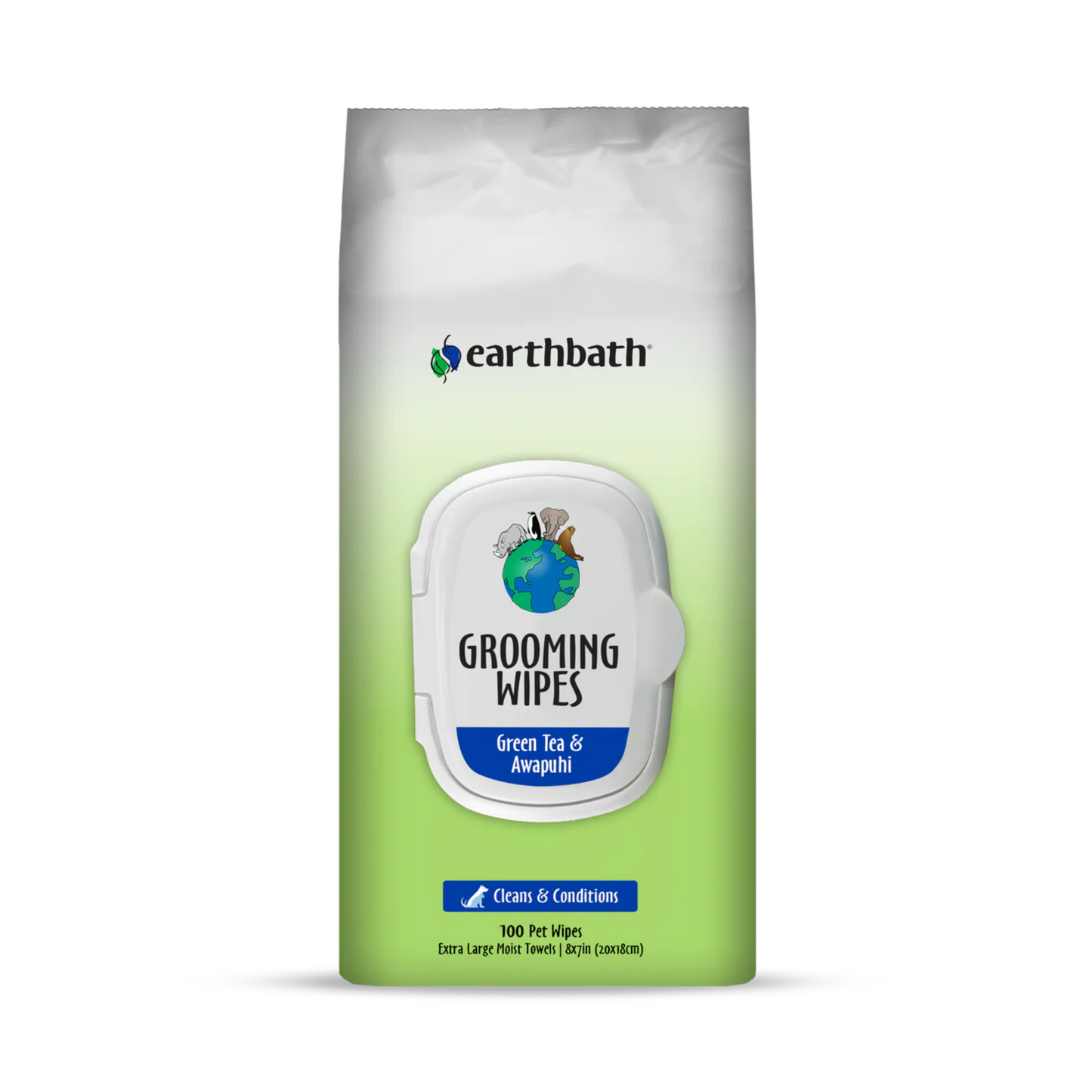 Earthbath Grooming Wipes: Green tea & Awapuhi - Pups & Cubs Premium Pet Food