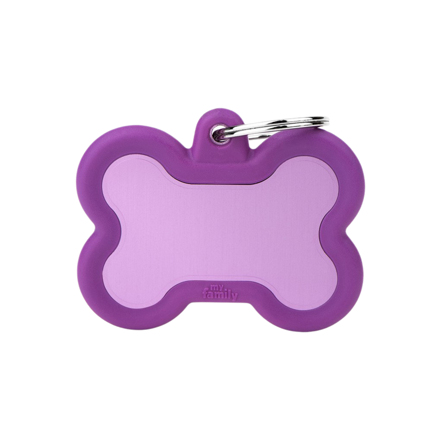 Myfamily Hushtag Big Purple Aluminum Bone ID Tag with Rubber