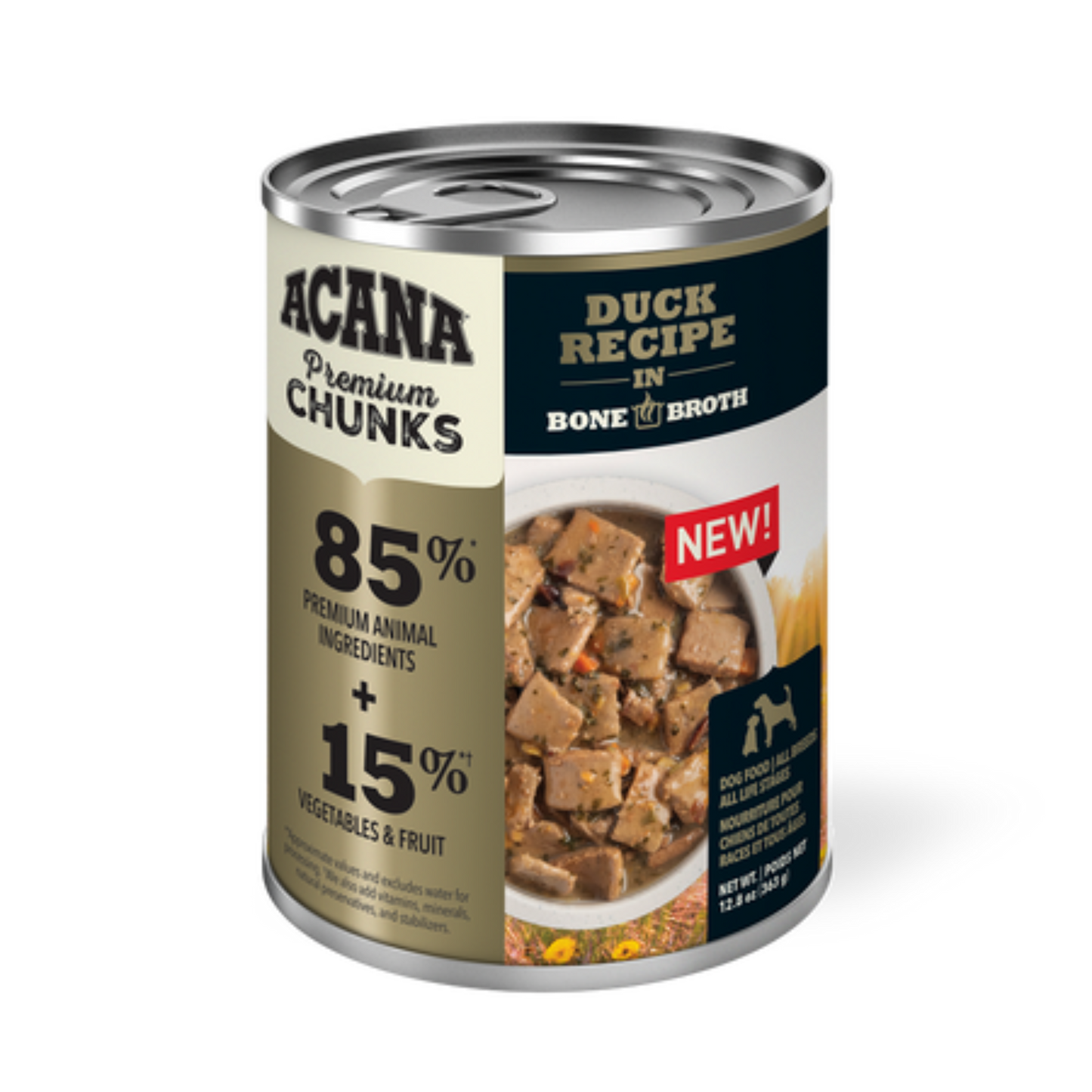 Acana Premium Chunks Duck Recipe in Bone Broth Wet Dog Food - Pups & Cubs Premium Pet Food