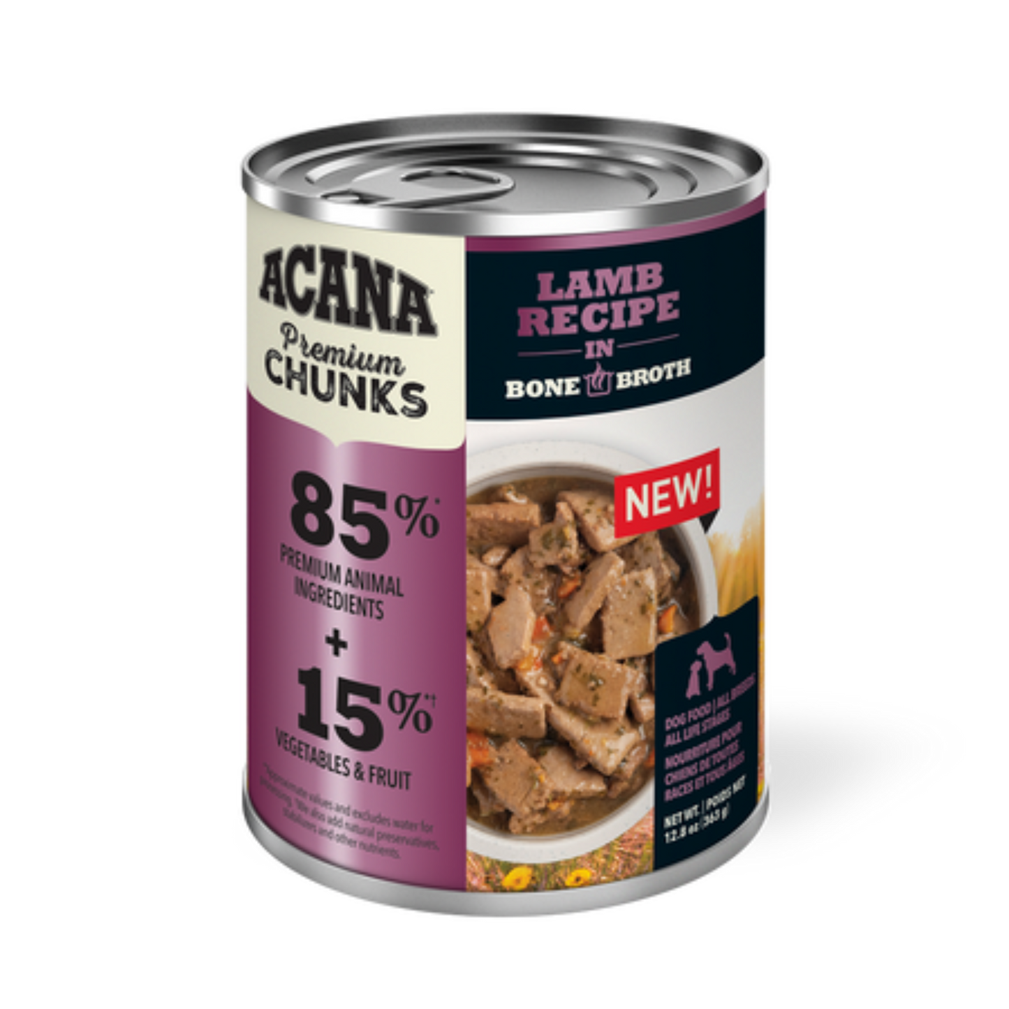 Acana Premium Chunks Lamb Recipe in Bone Broth Wet Dog Food - Pups & Cubs Premium Pet Food