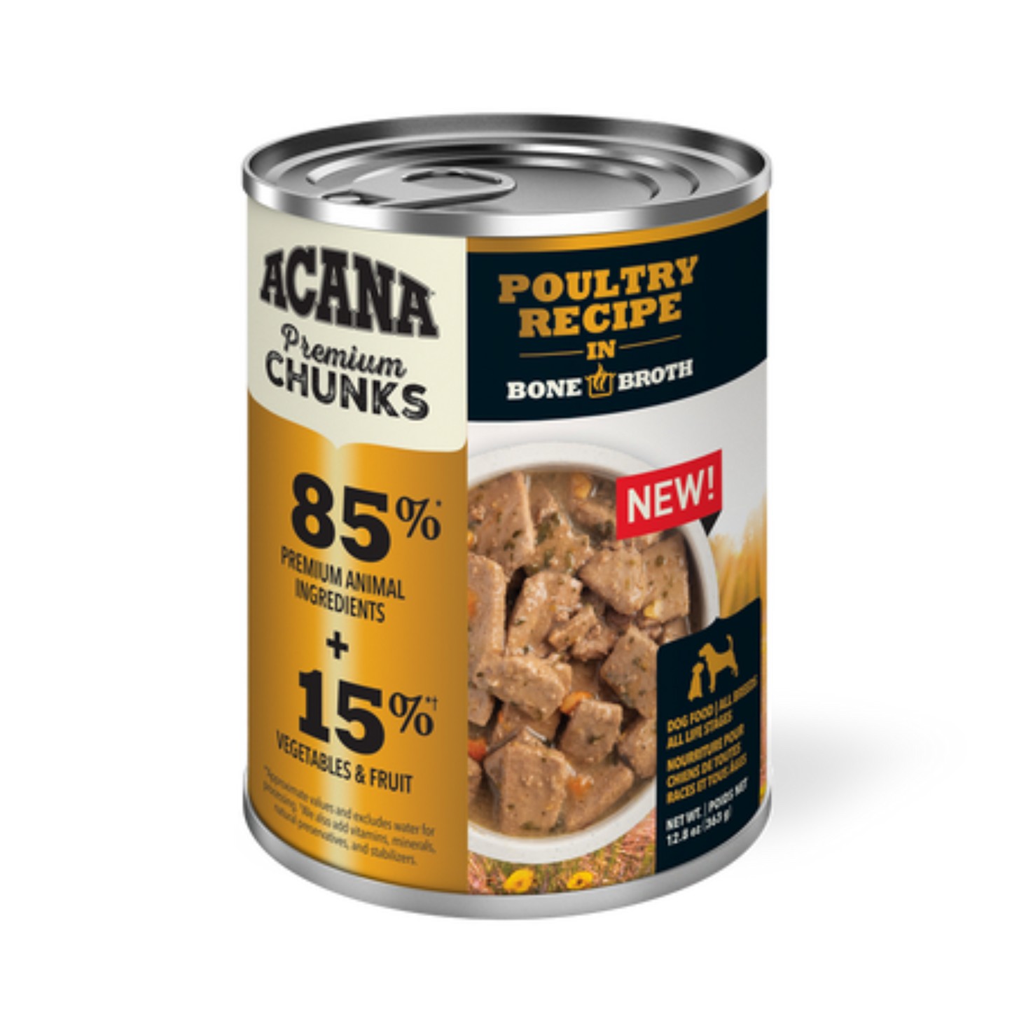 Acana Premium Chunks Poultry Recipe in Bone Broth Wet Dog Food - Pups & Cubs Premium Pet Food