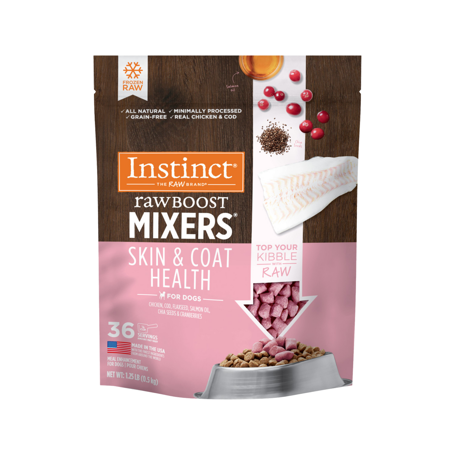 Instinct Raw Boost Frozen Mixers Skin & Coat Health for Dogs