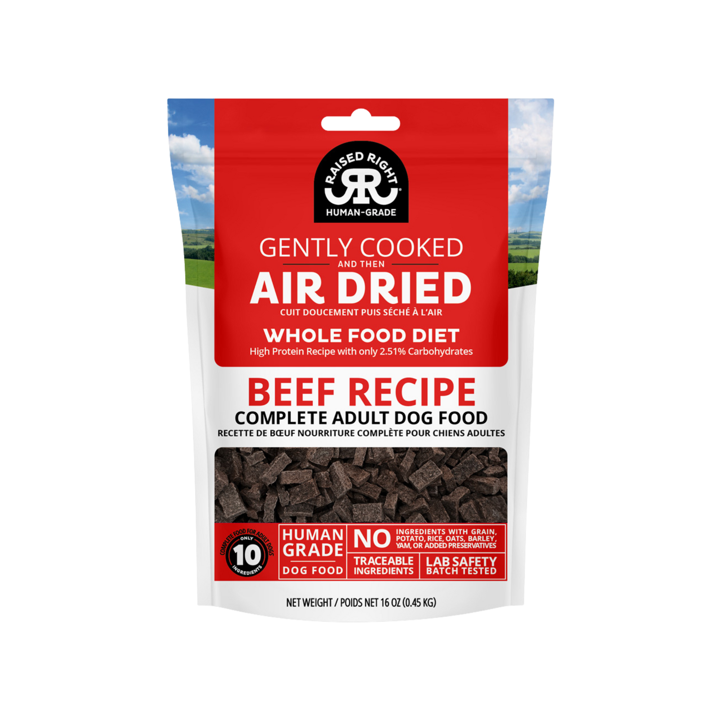 Raised Right Gently Cooked and Then Air Dried Beef Recipe for Adult Dogs