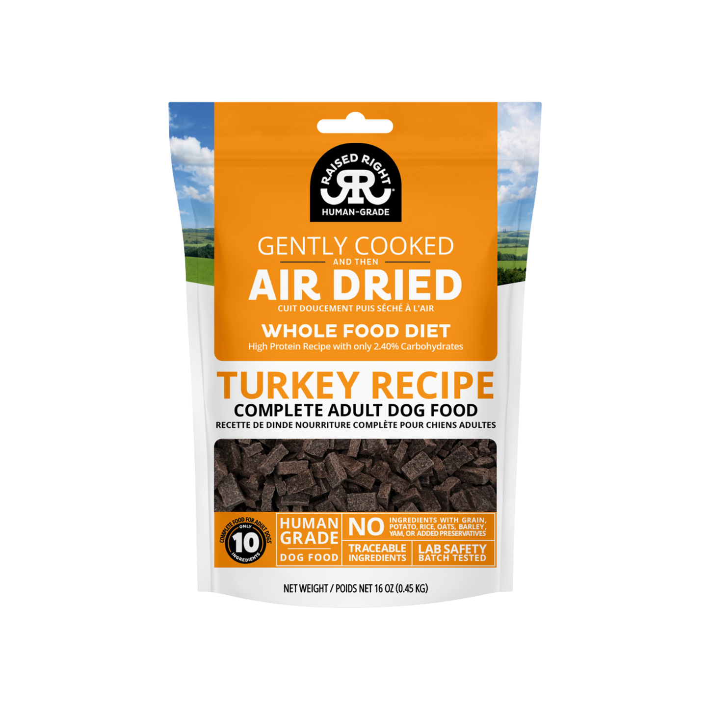 Raised Right Gently Cooked and Then Air Dried Turkey Recipe for Adult Dogs