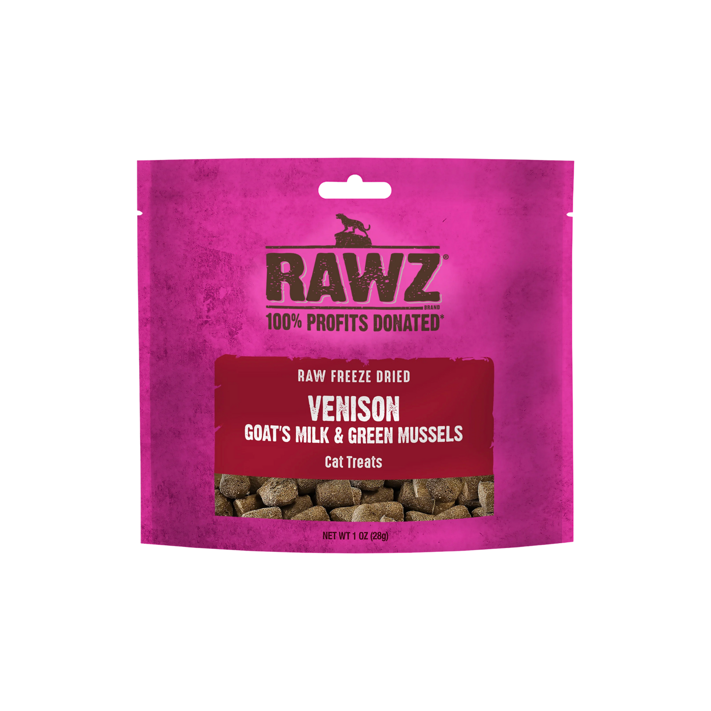 Rawz Freeze-Dried Venison, Goat's Milk & Green Mussels Cat Treats, 1oz