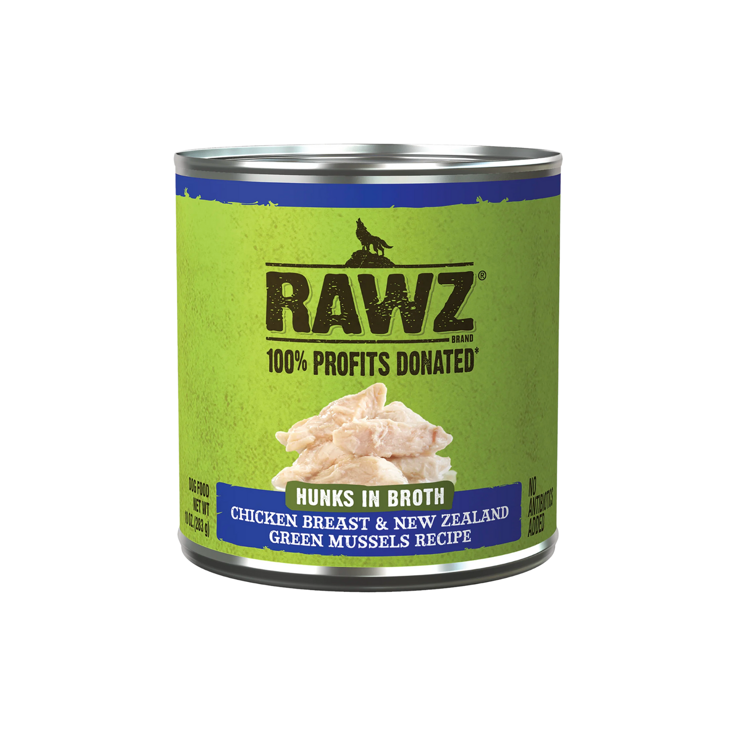 Rawz Hunks In Broth Chicken Breast & New Zealand Green Mussels Wet Dog Food