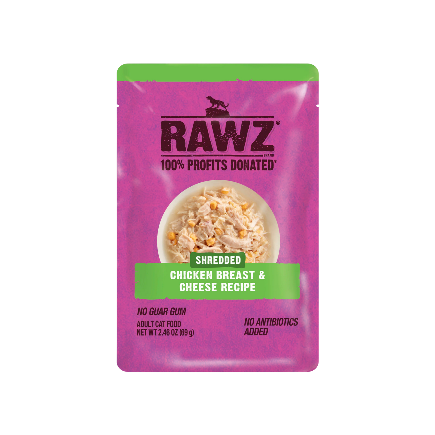 Rawz Shredded Pouch Chicken Breast & Cheese Wet Cat Food, 2.46oz