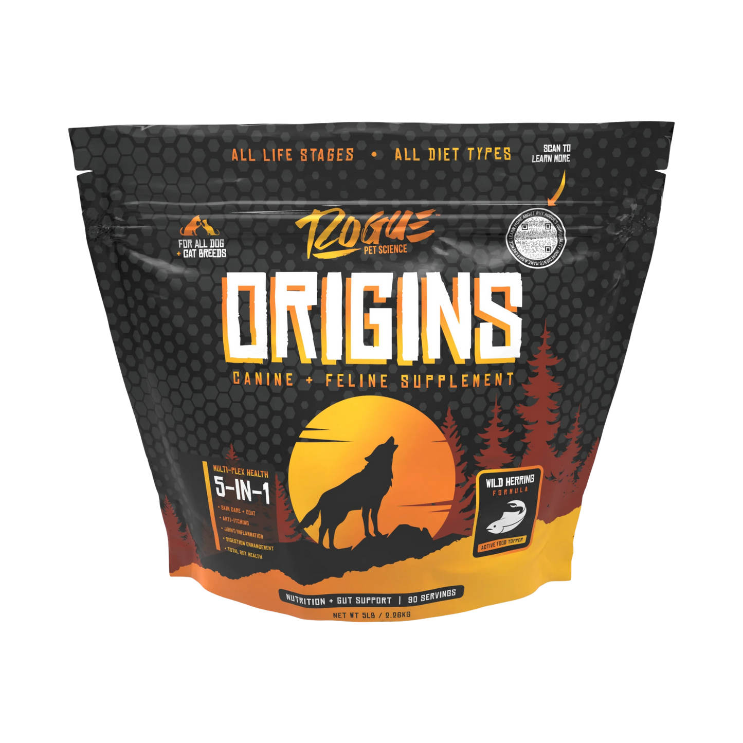 Rogue Pet Science Origins 5-in-1 Fish Dog Supplement Powder, 2lb