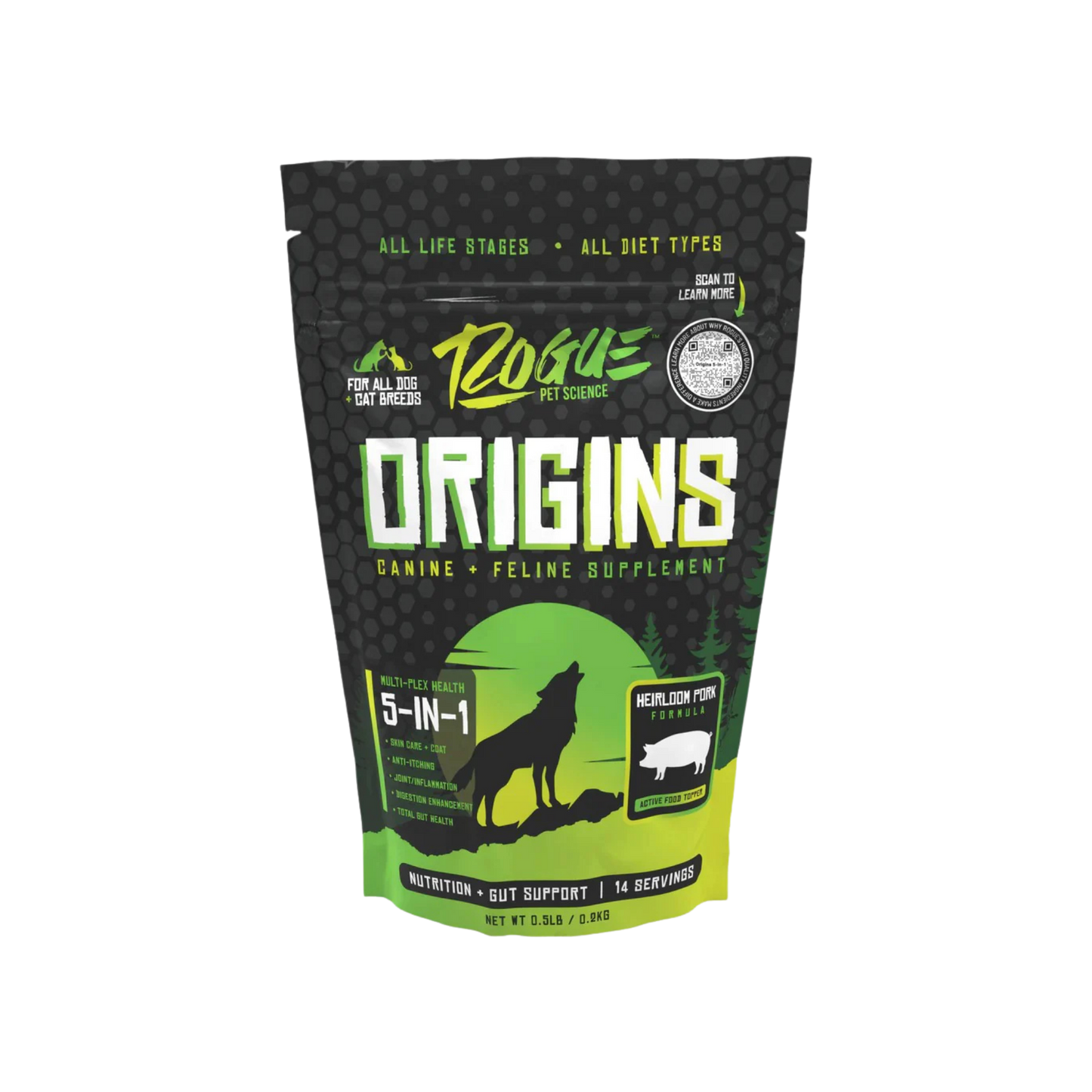 Rogue Pet Science Origins 5-in-1 Pork Dog Supplement Powder