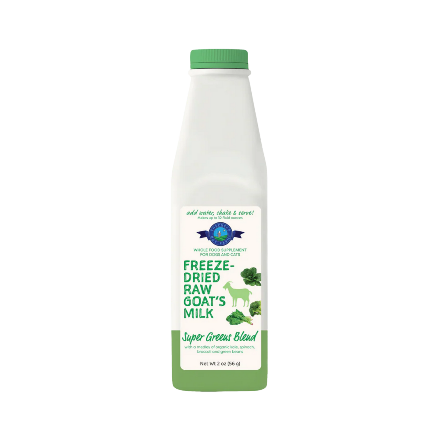 Shepherd Boy Farms Super Greens Blend Freeze-Dried Raw Goat's Milk for Dogs & Cats