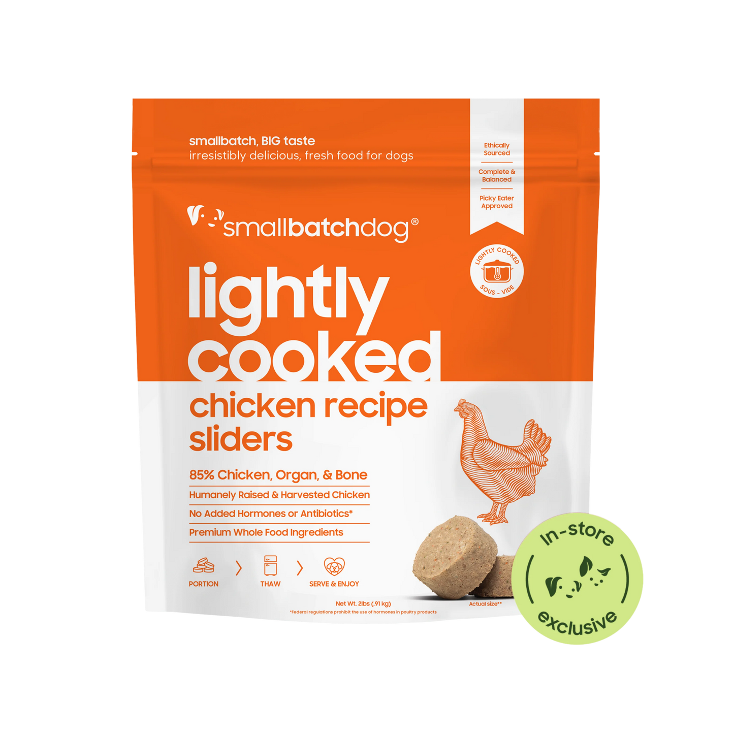 Smallbatch Lightly Cooked Chicken Sliders for Dogs